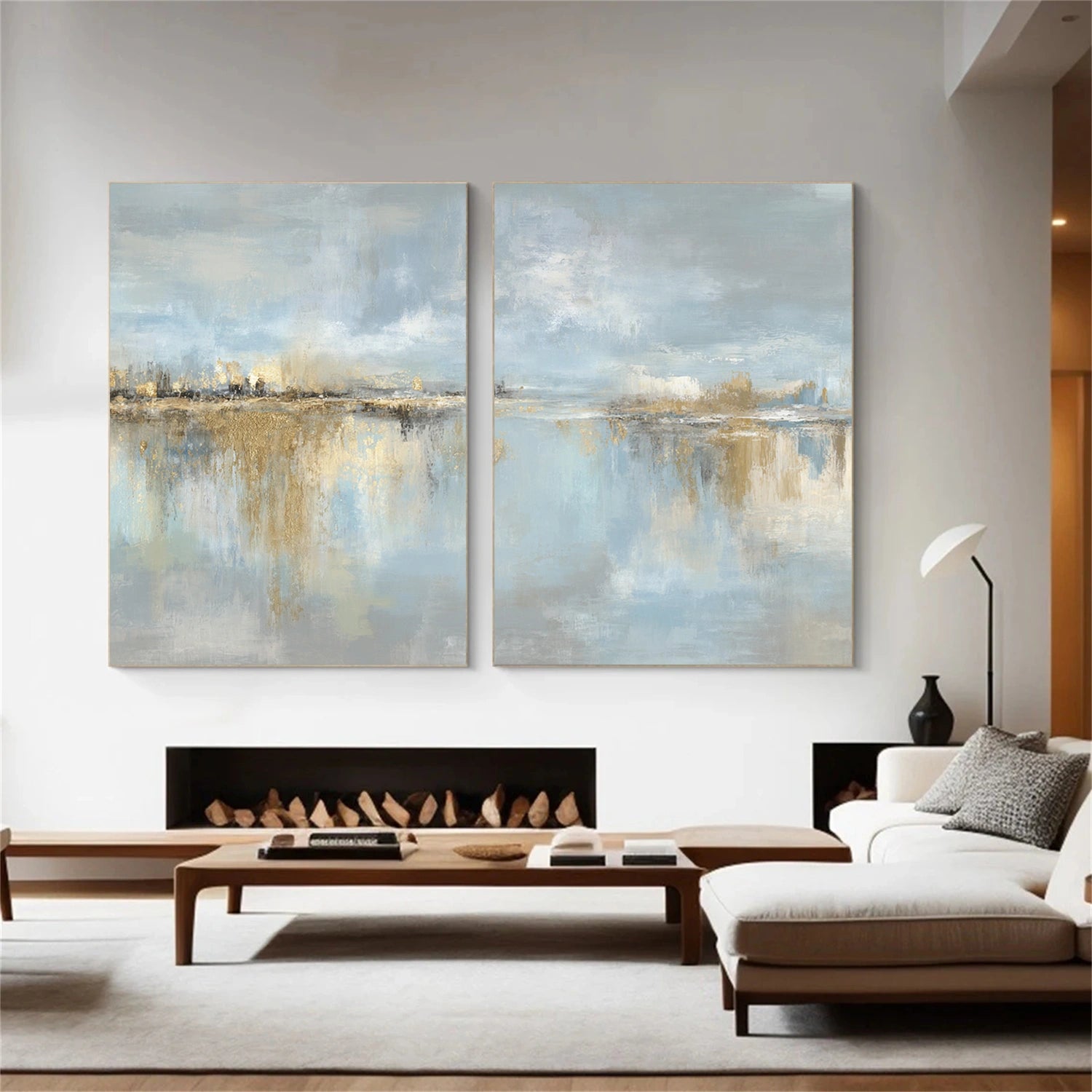 Blue & Green Abstract Set of 2 Wall Art #BG138