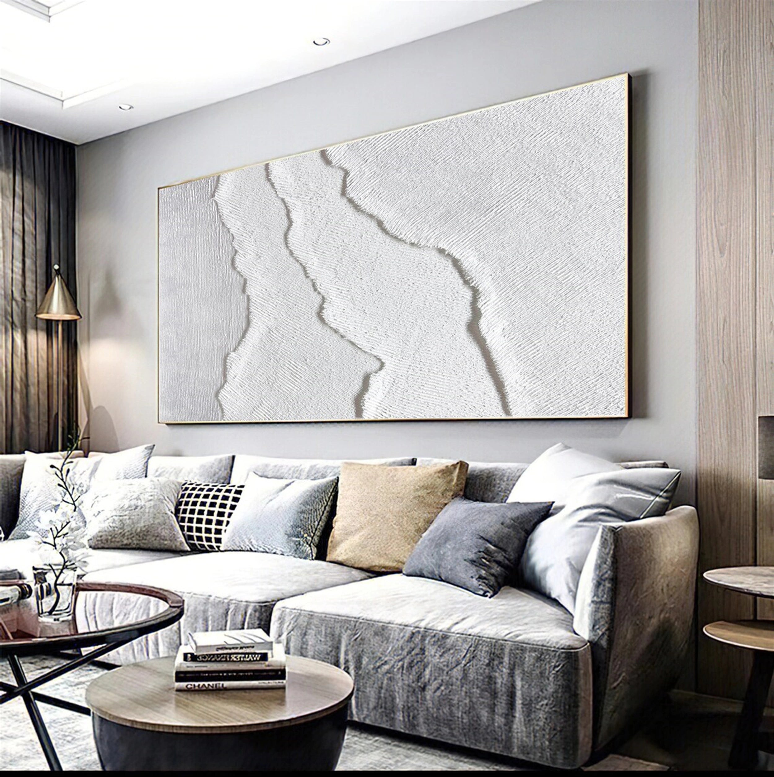 White Minimalist Textured Painting Canvas #MM127