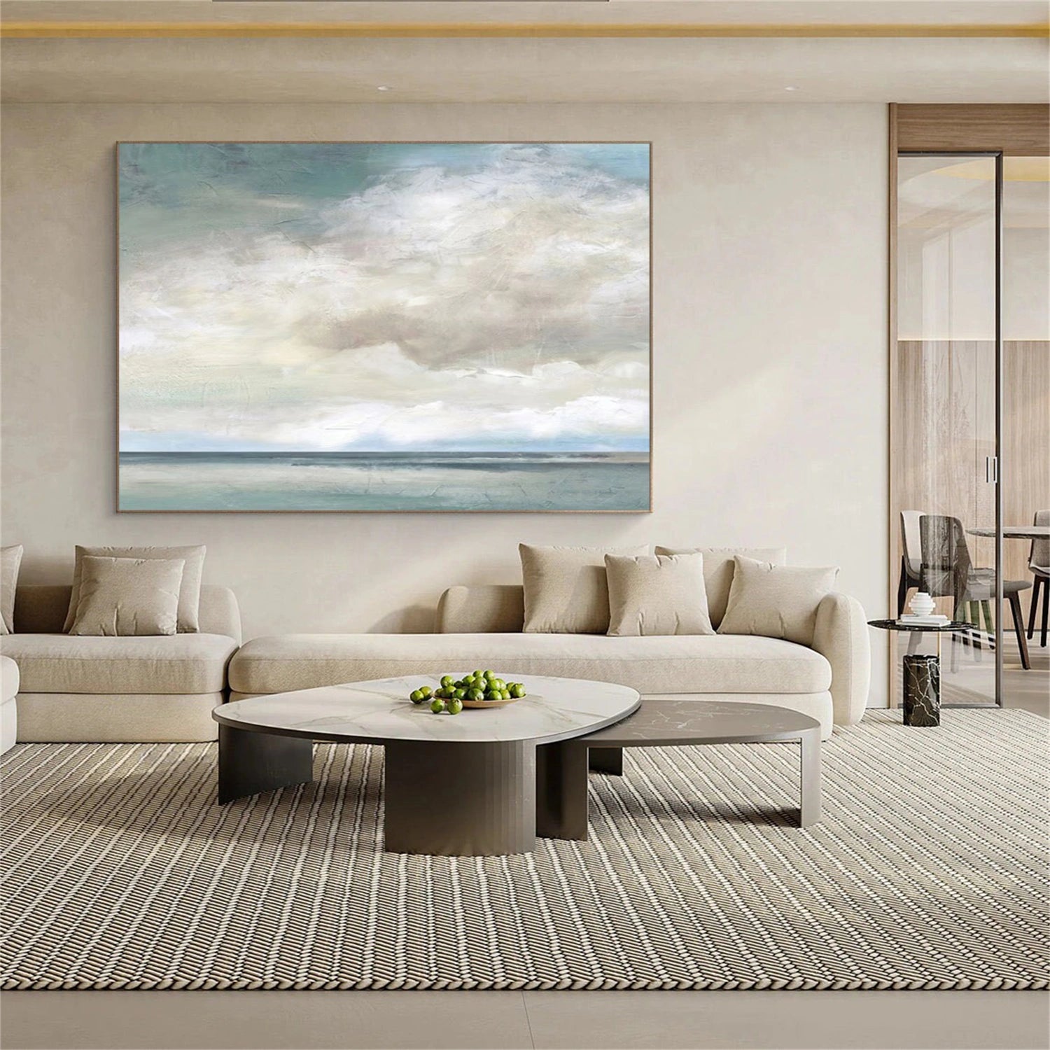 Ocean And Sky Abstract Canvas Art #OS 329