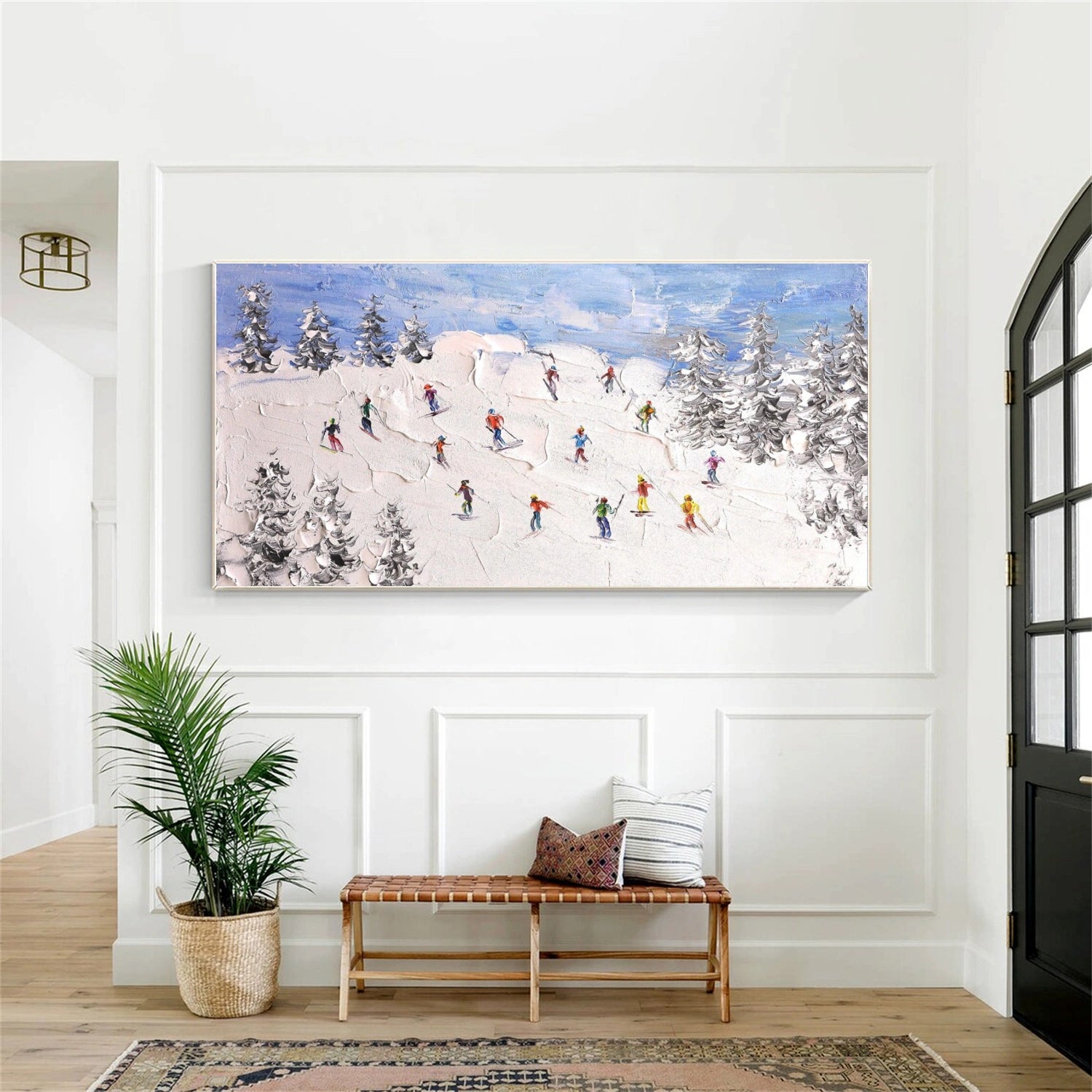 Skiing Sport Art Textured Painting Canvas # SA047