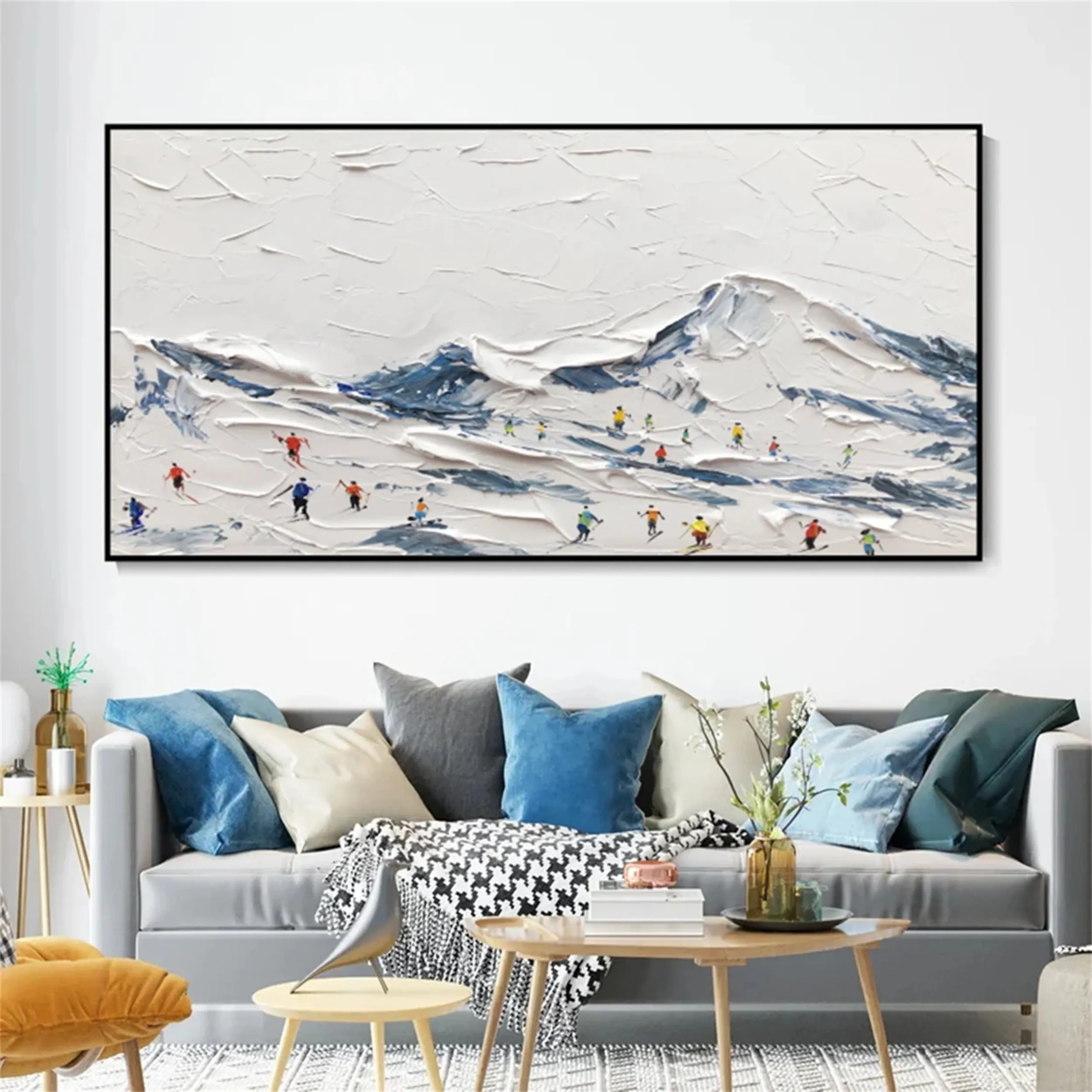 Skiing Sport Art Textured Painting Canvas #MM225