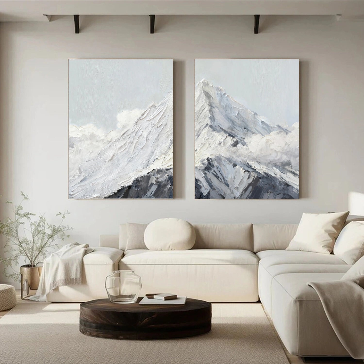 Abstract Mountain Textured Canvas Art Set of 2 #MM336