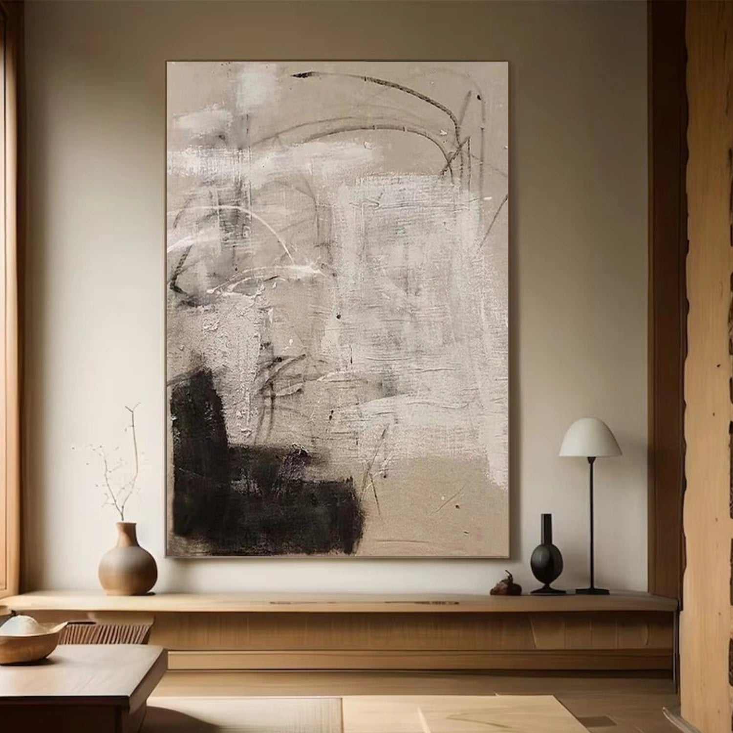 Black & Beige Abstract Wall Art #AB 517