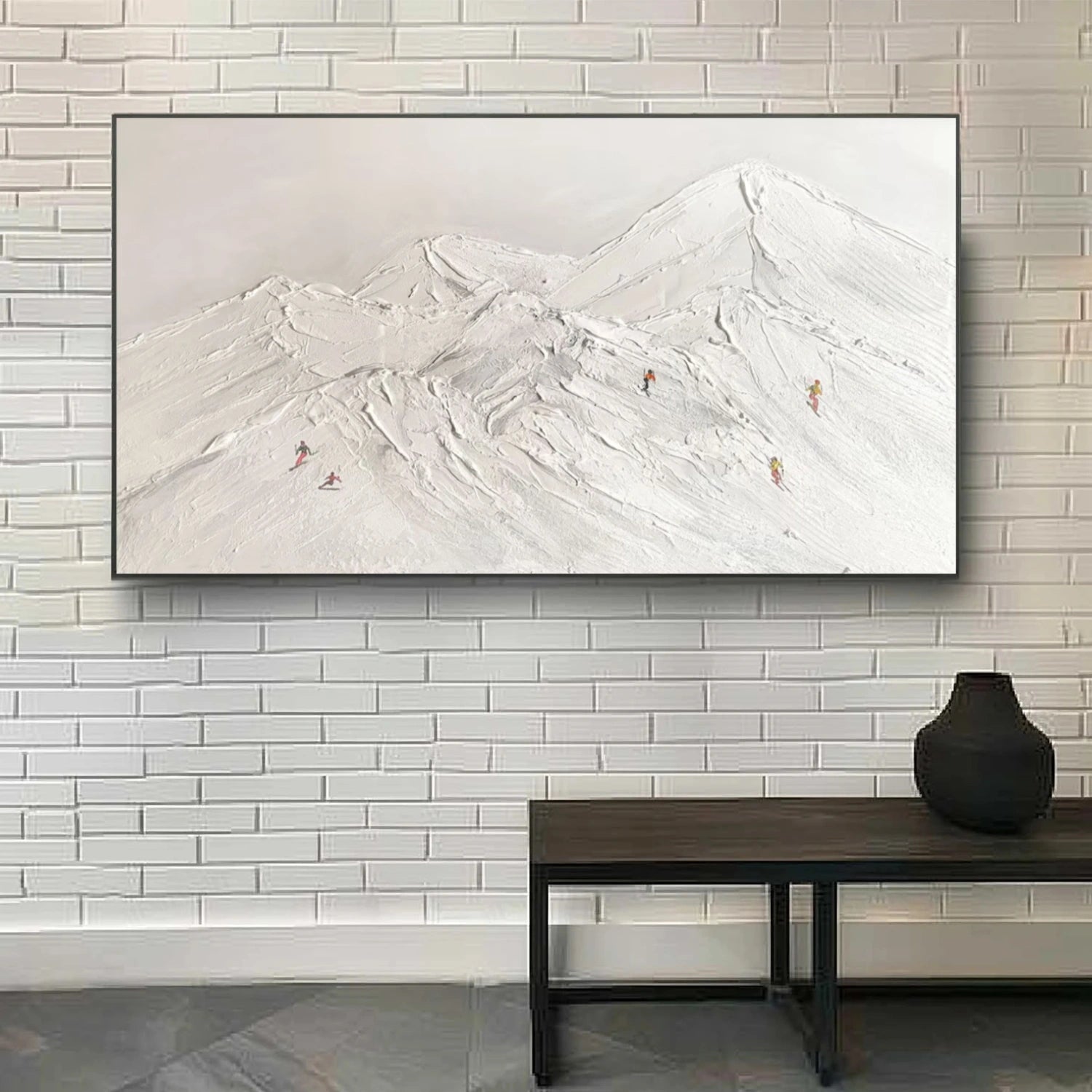 Skiing Sport Art Textured Painting Canvas # SA042