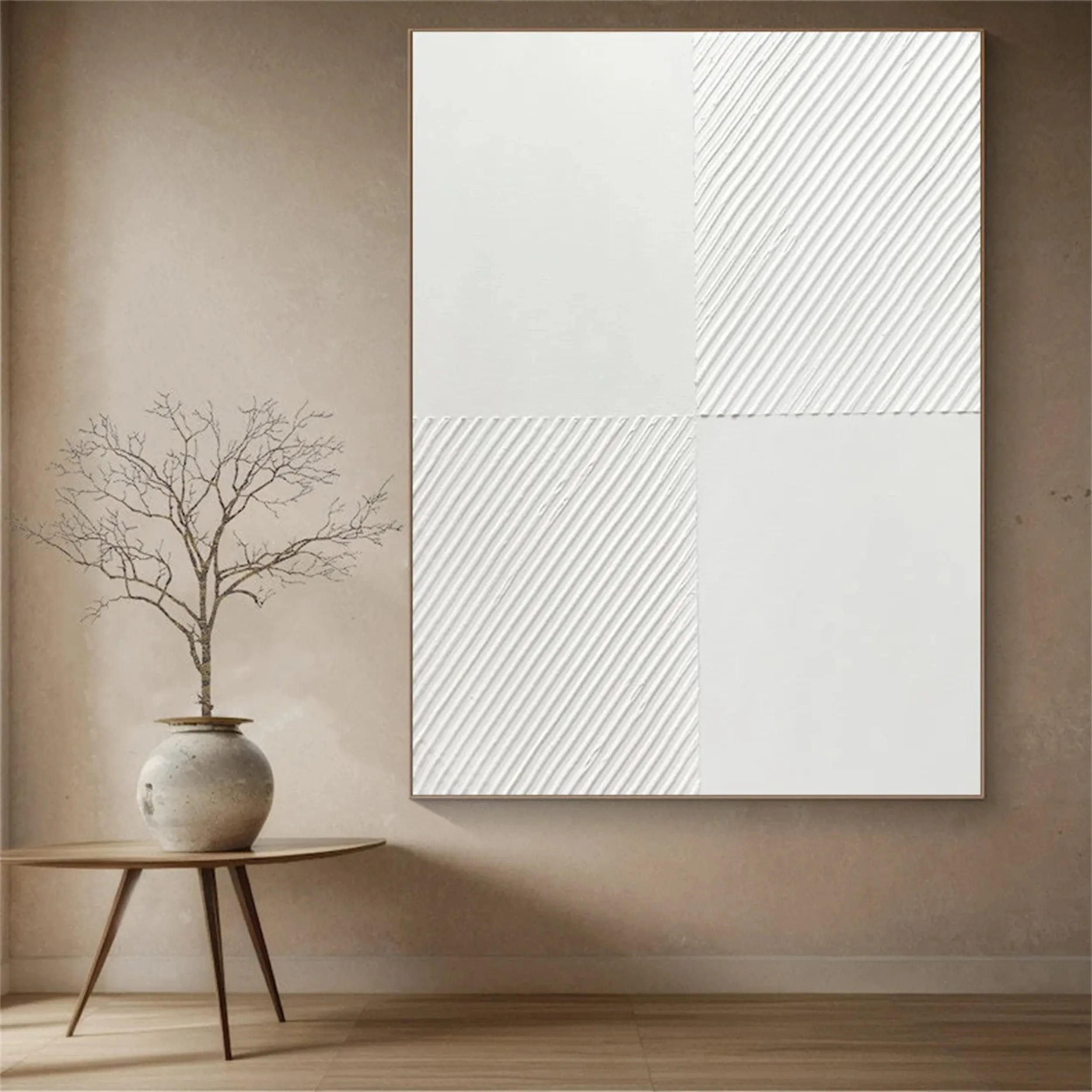 White Minimalist Textured Painting Canvas #MM201