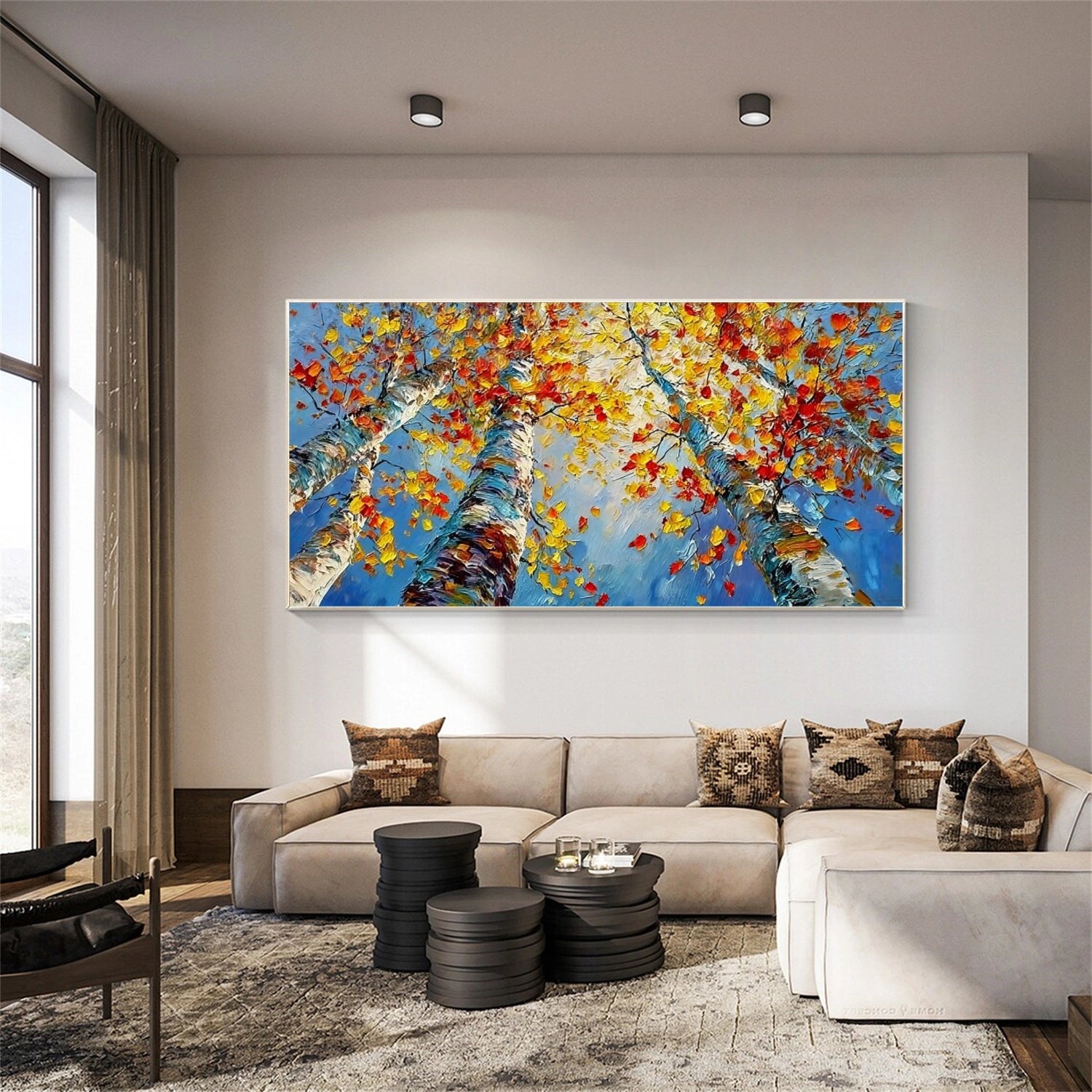 Colorful Flower & Tree Abstract Texture Canvas Art #FT 285