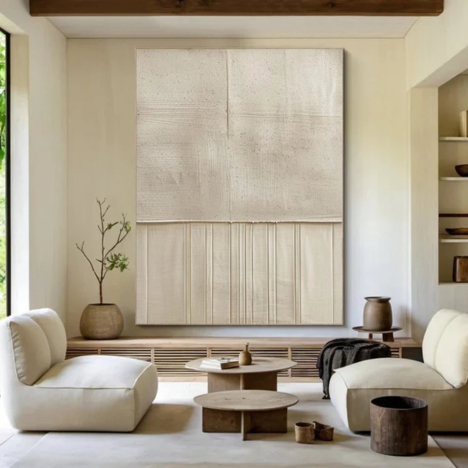 Beige Minimalist Textured Canvas #MM389