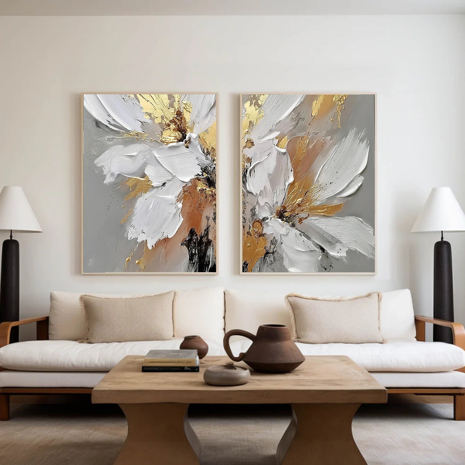 Flower & Tree Abstract Texture Canvas Art Set of 2 #FT 333