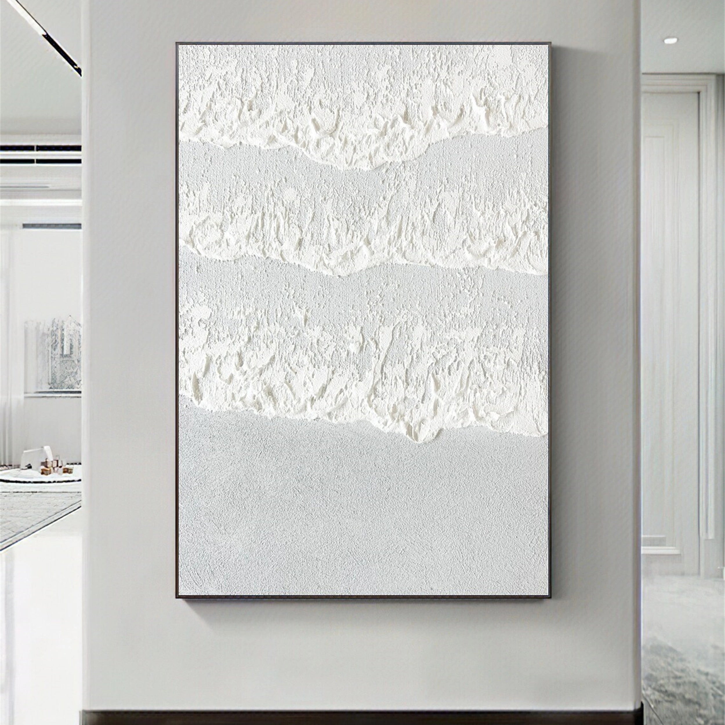 White Minimalist Textured Painting Canvas #MM128