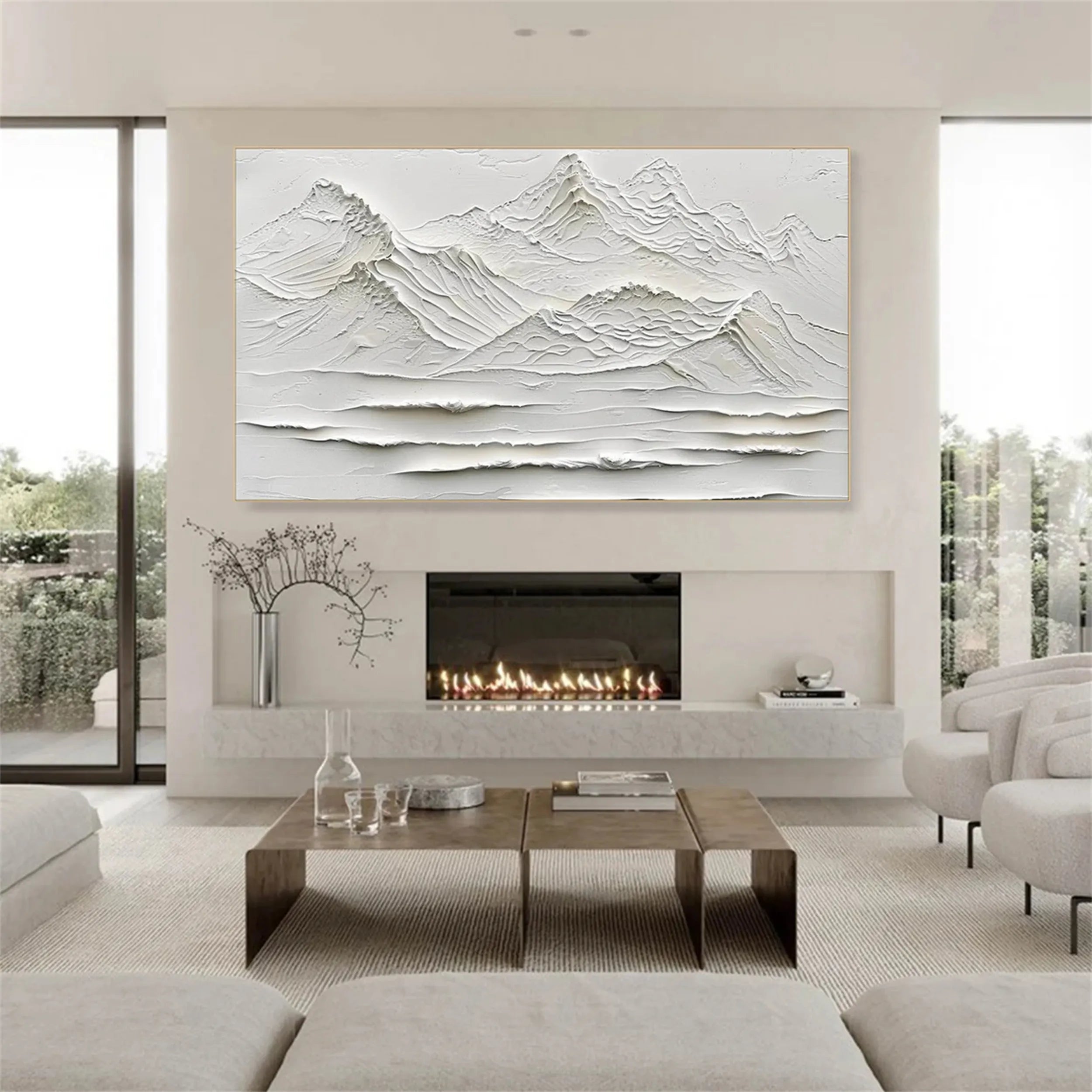 White Minimalist Textured Painting Canvas #MM247