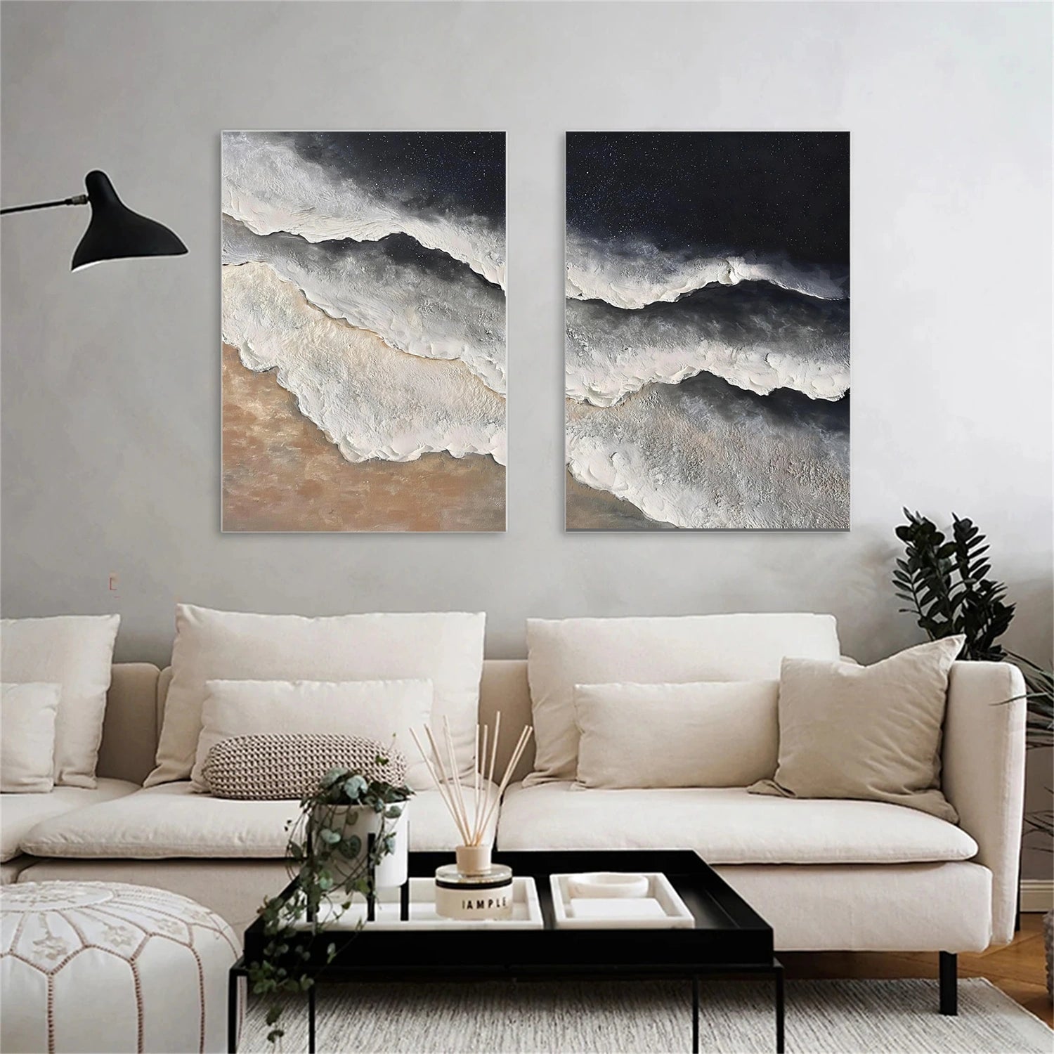 Ocean And Sky Abstract Texture Canvas Art Set Of 2 #OS385