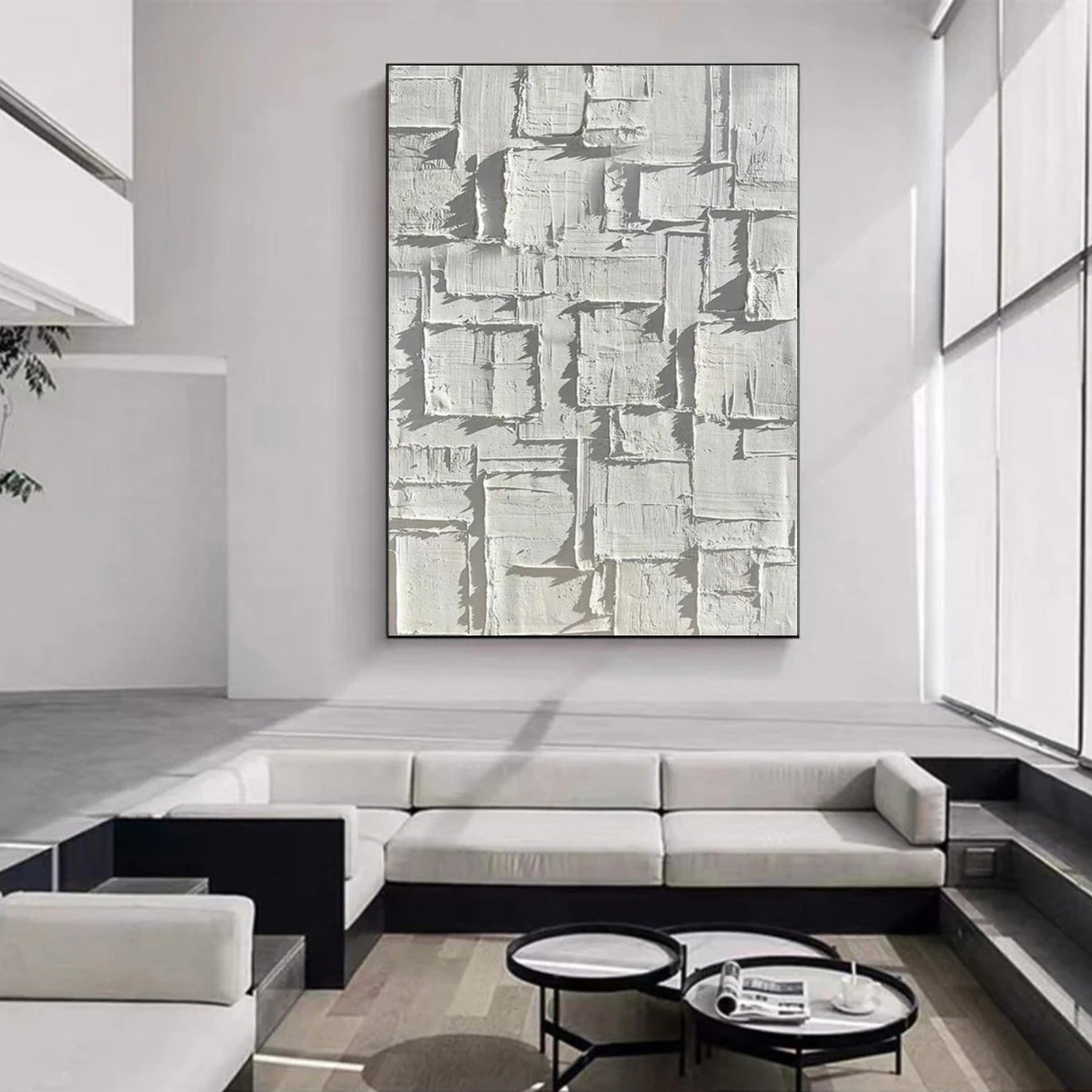 White Abstract Textured Wall Art #AB 551