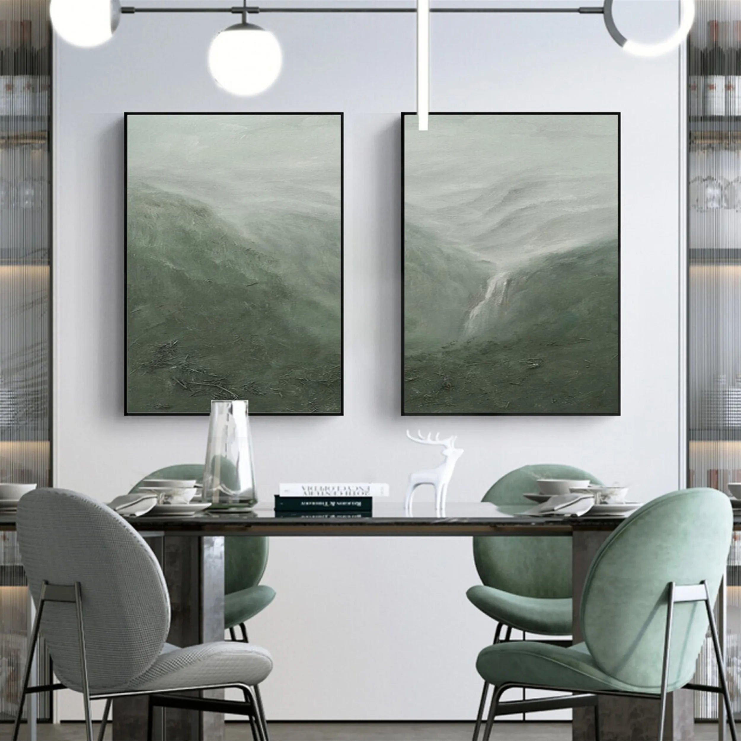 Blue & Green Abstract Set of 2 #BG032