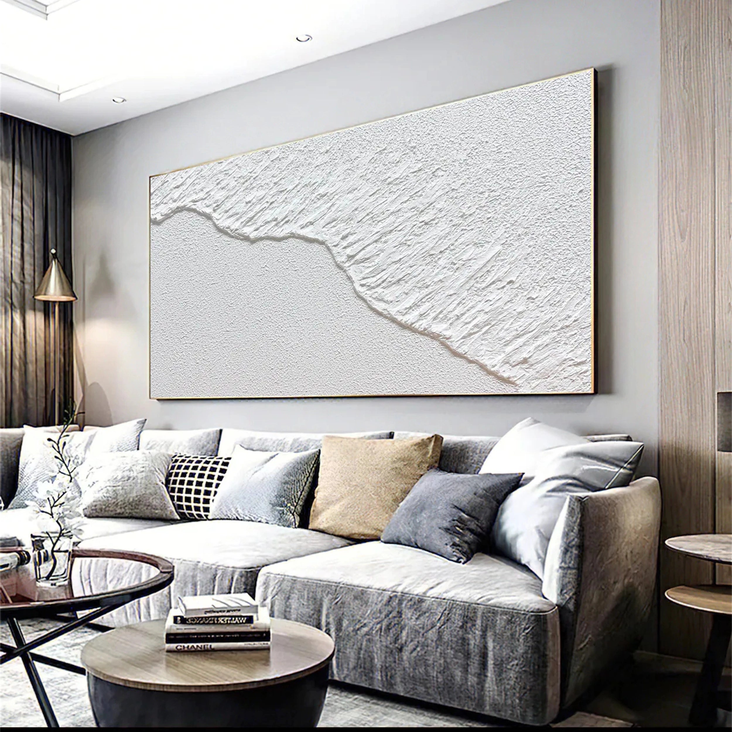 White Minimalist Textured Painting Canvas #MM122