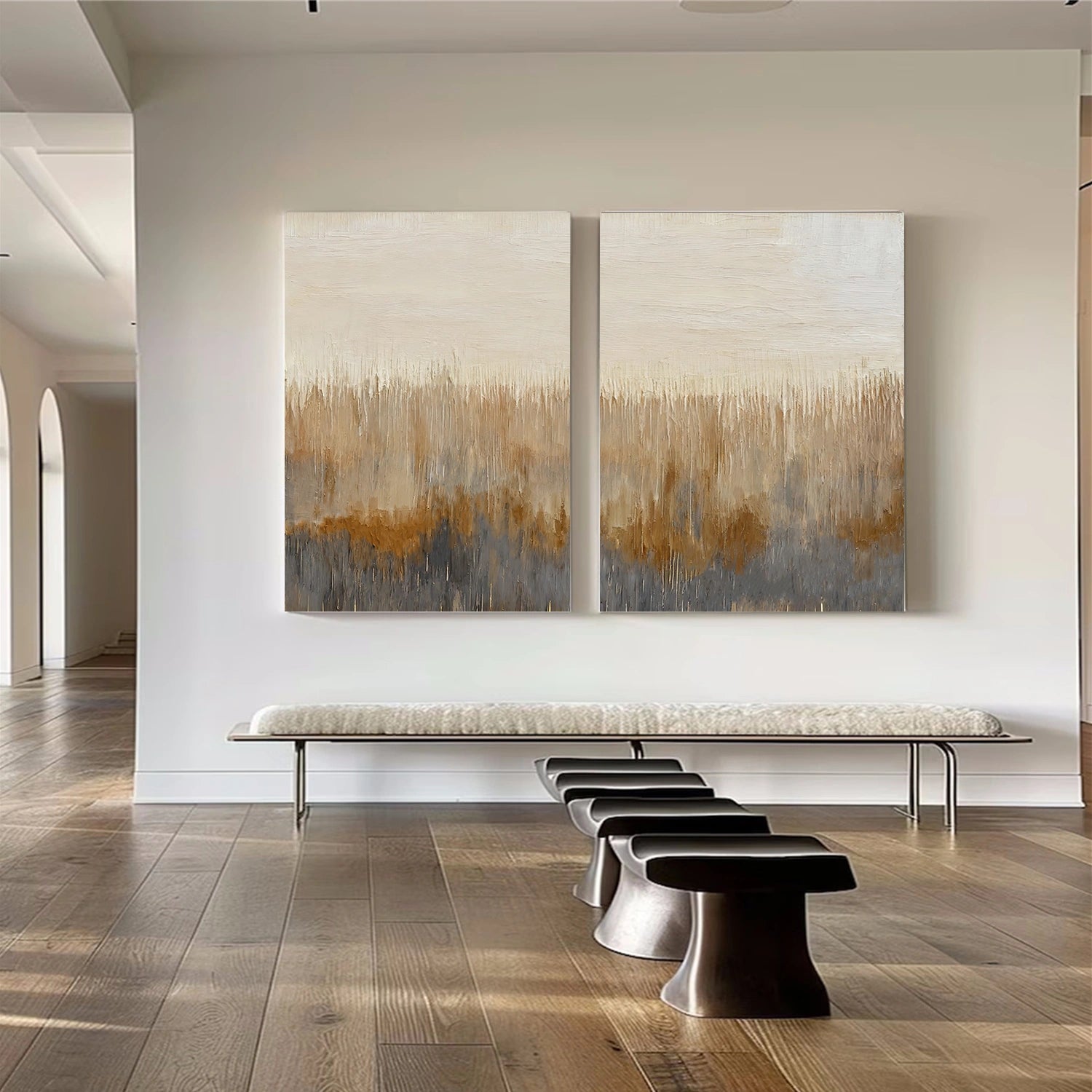 Beige & Brown Abstract Wall Art Set of 2 #BB184