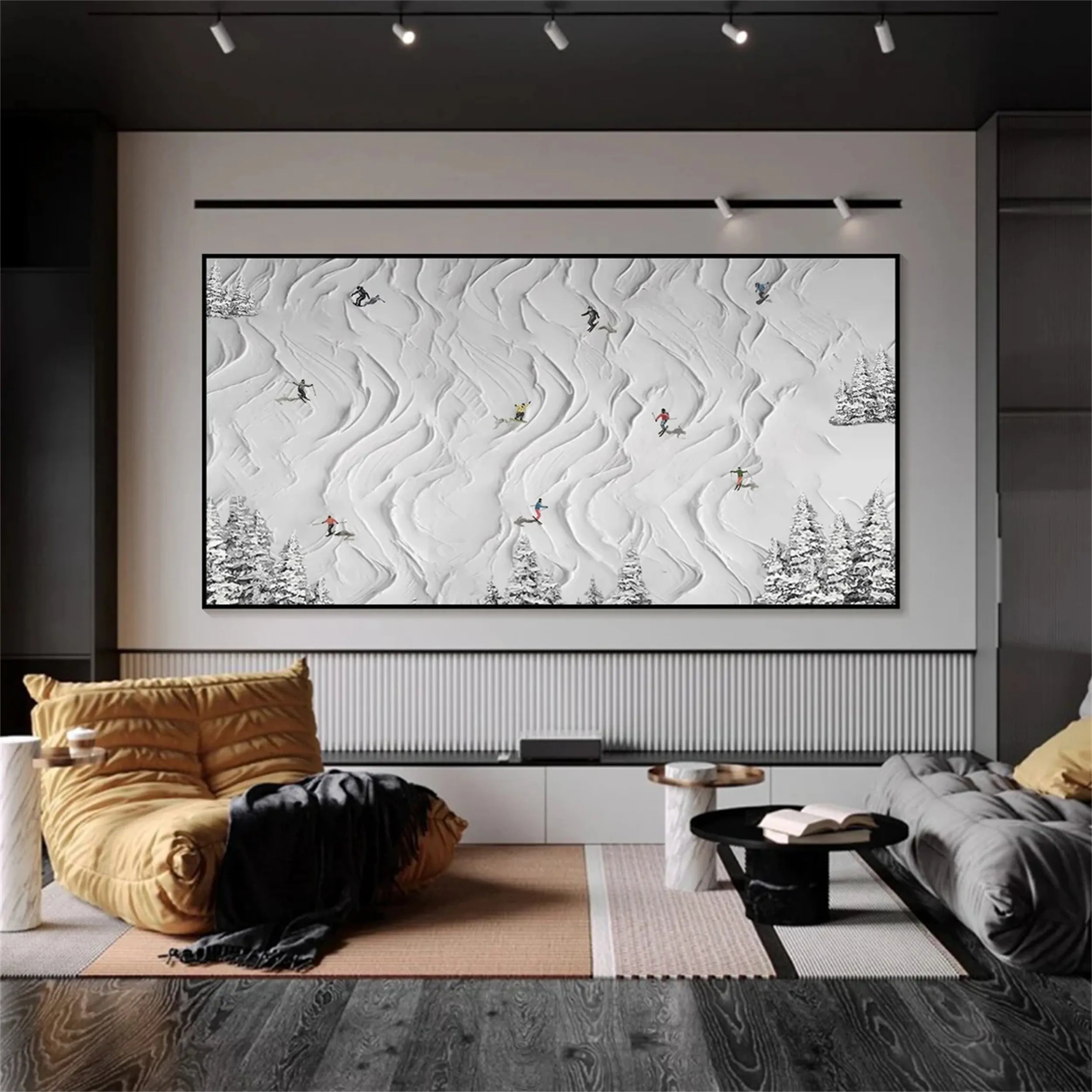 Skiing Sport Art Textured Painting Canvas #MM212