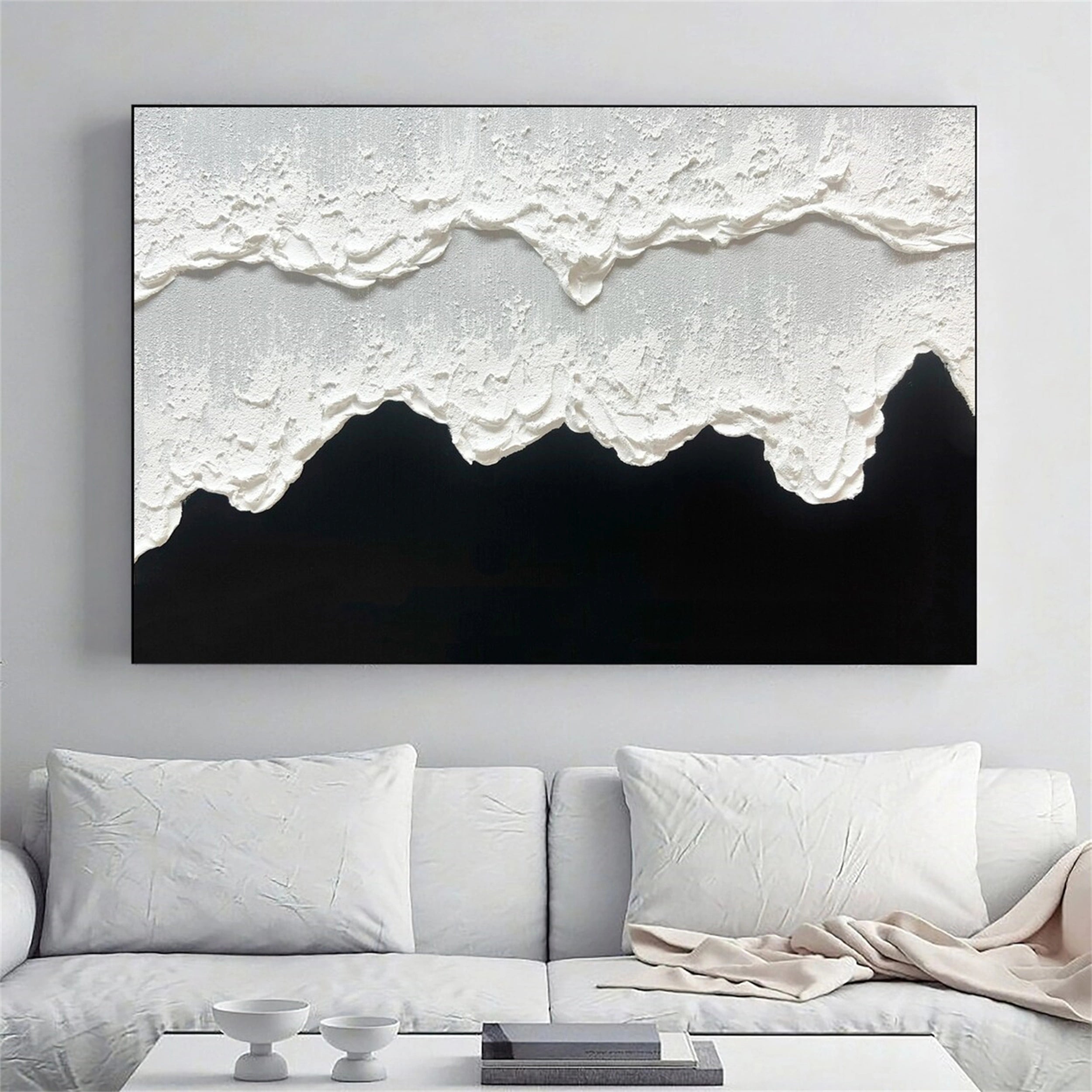 Black White Textured Minimalist Wall Art #MZ061