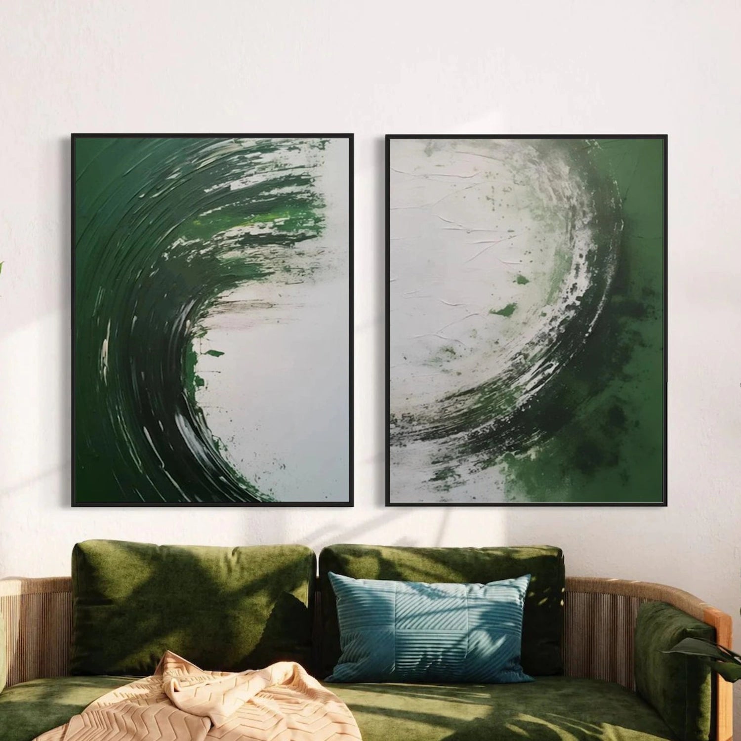 Green Abstract Wall Art Set of 2 # AB644