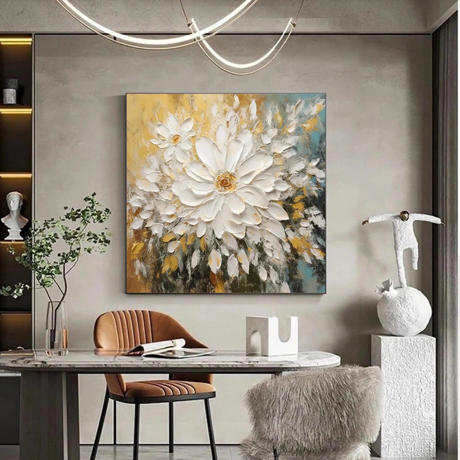 Flower And Tree Abstract Texture Canvas Art #FT 223