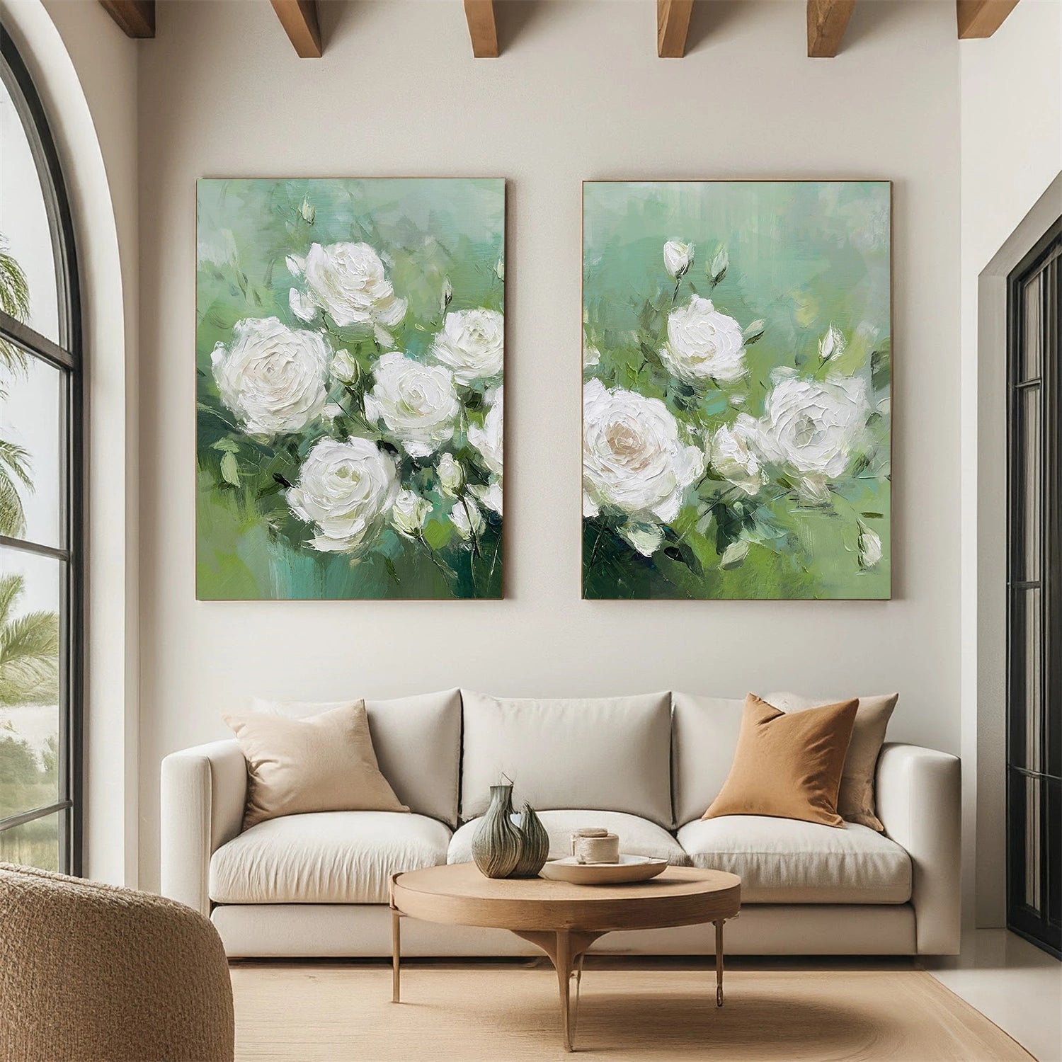 Flower & Tree Abstract Texture Canvas Art Set of 2 #FT 323