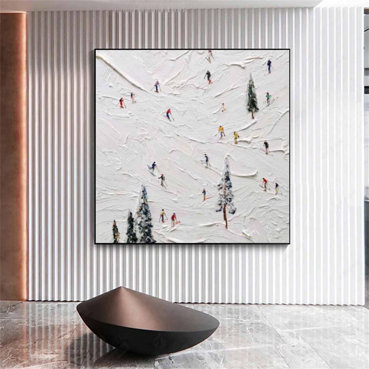 Skiing Sport Art Textured Painting Canvas # SA038