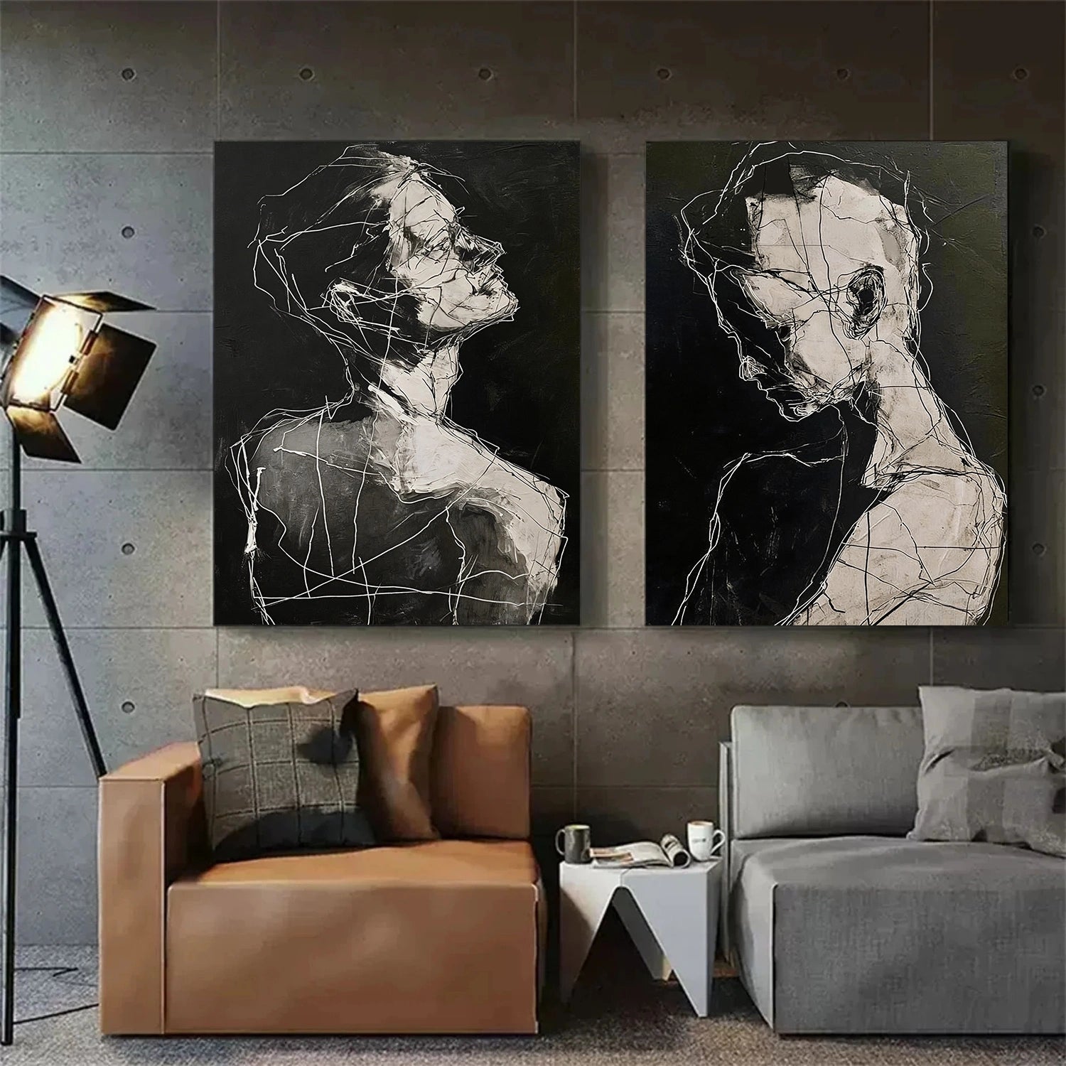 Abstract Portrait Textured Wall Art Set of 2 #PT 062