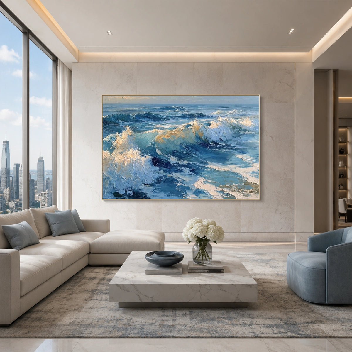 Ocean And Sky Abstract Texture Canvas Art #OS486