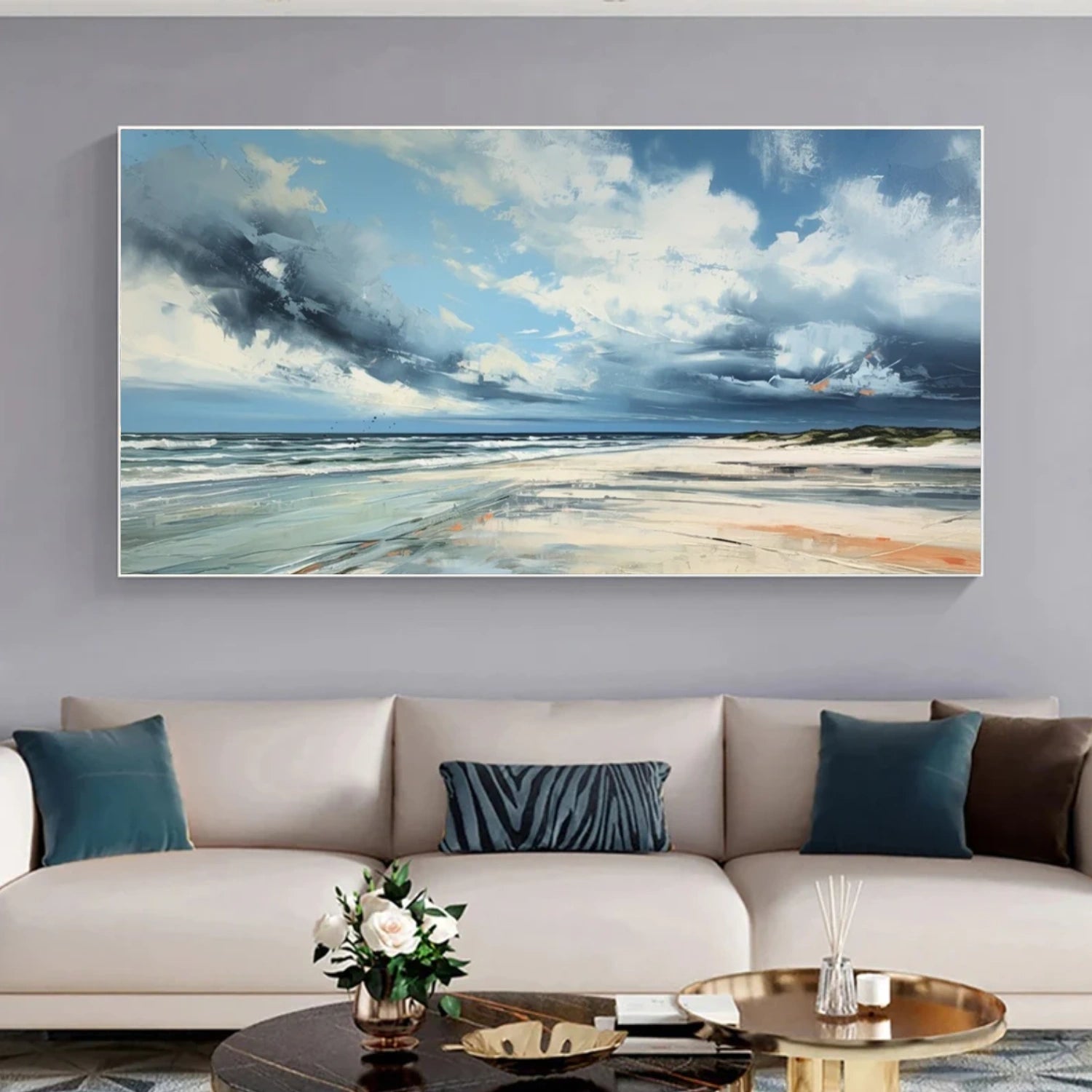 Ocean And Sky Abstract Canvas Art #OS 330