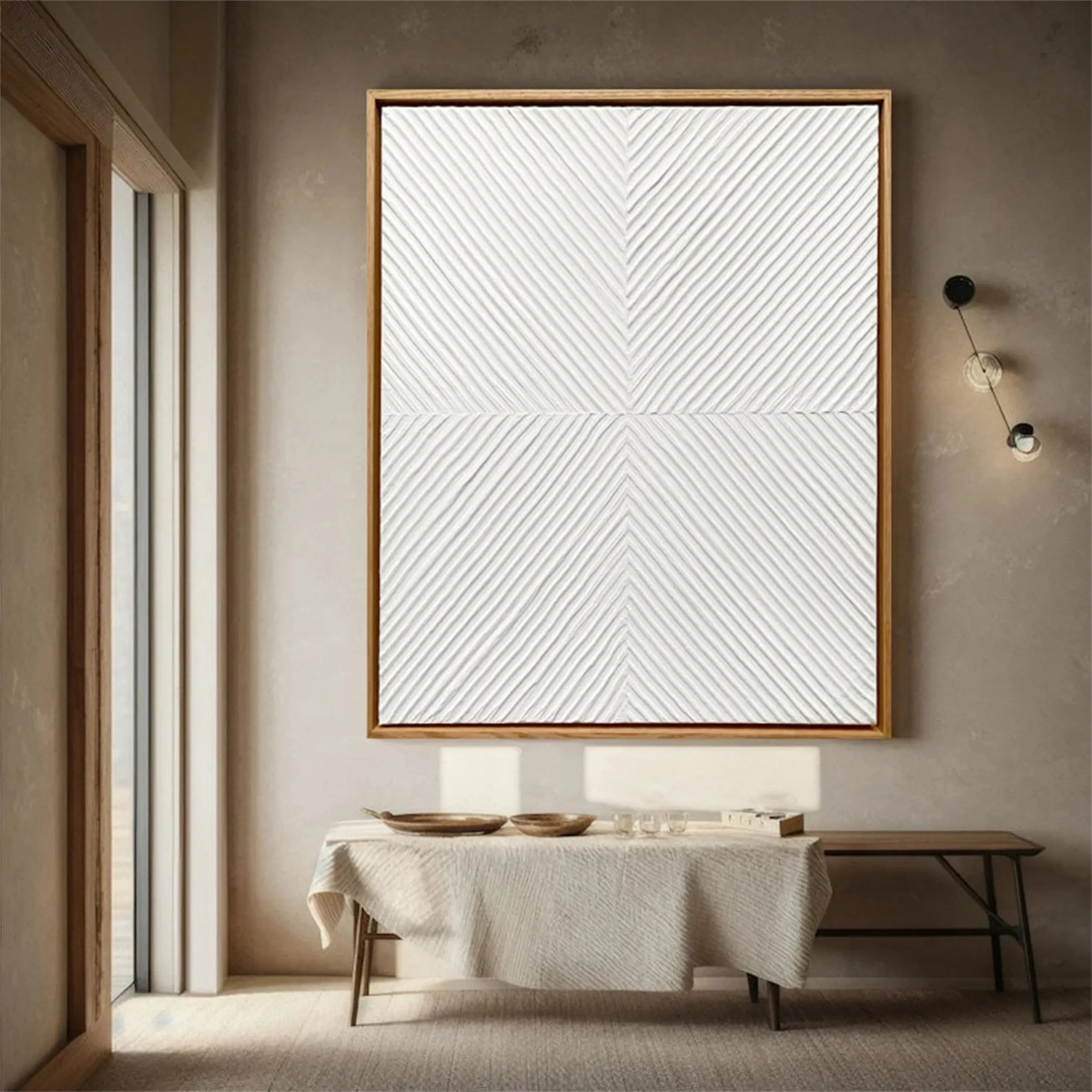 White Minimalist Textured Painting Canvas #MM206
