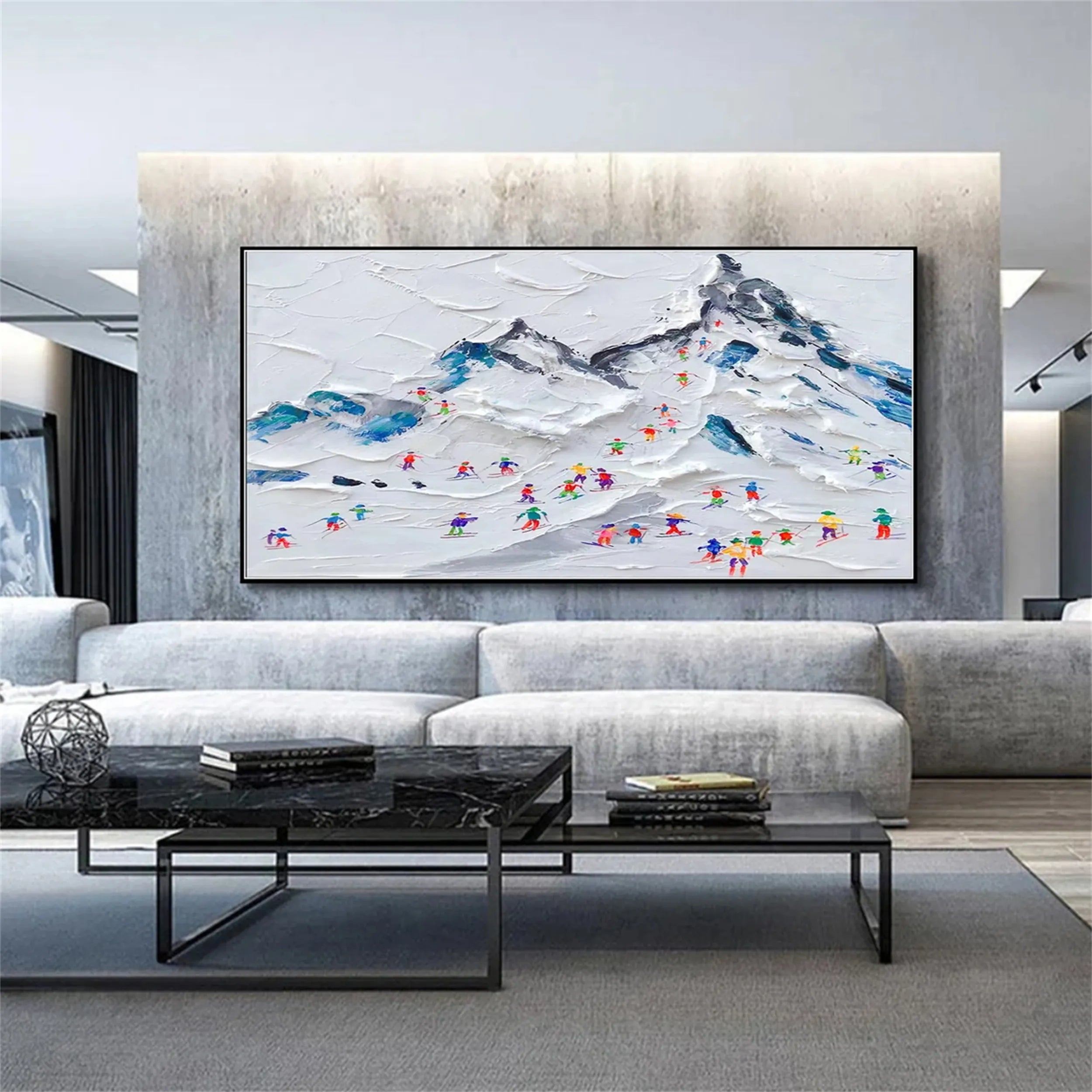 Skiing Sport Art Textured Painting Canvas #MM231