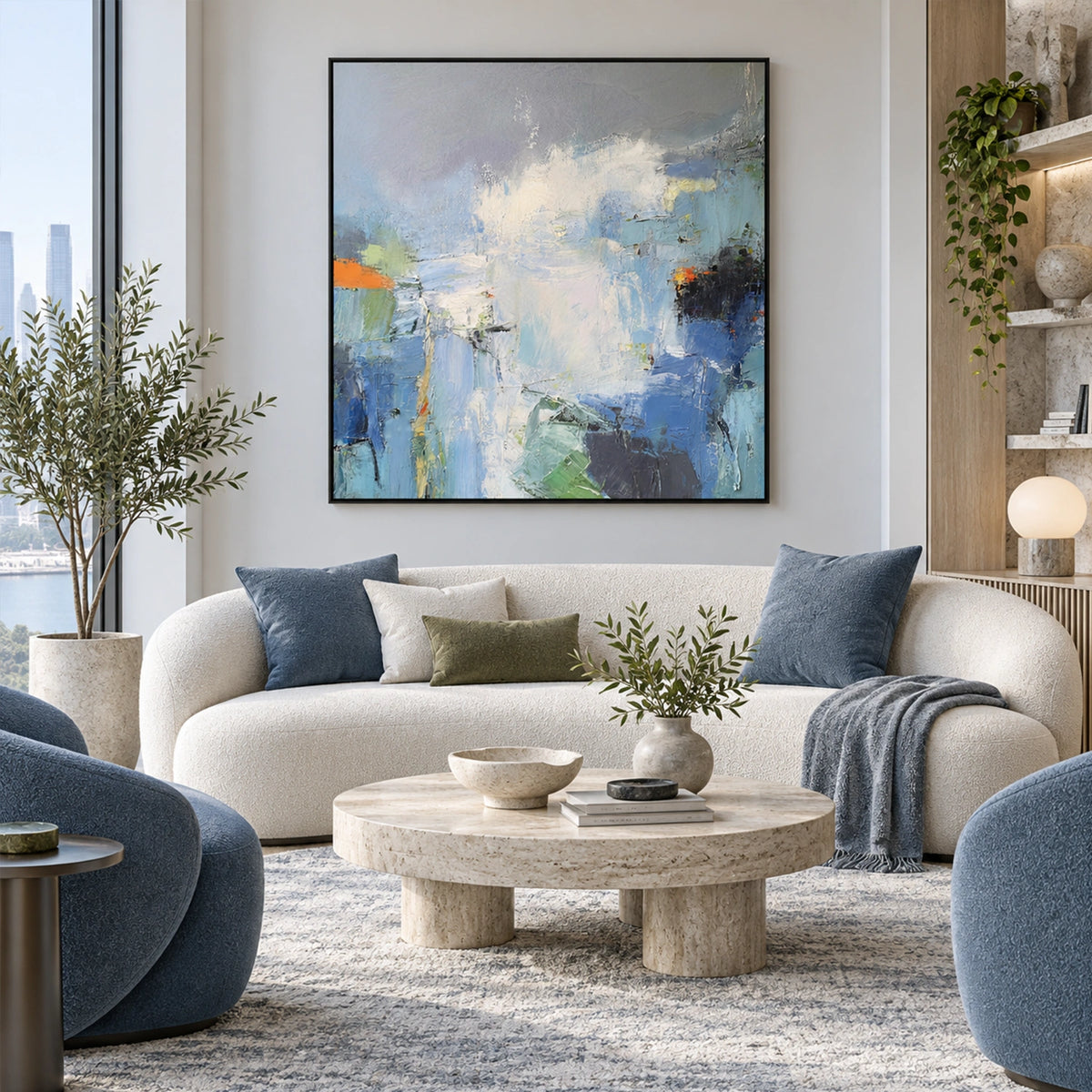 Blue Abstract Wall Art #BG156
