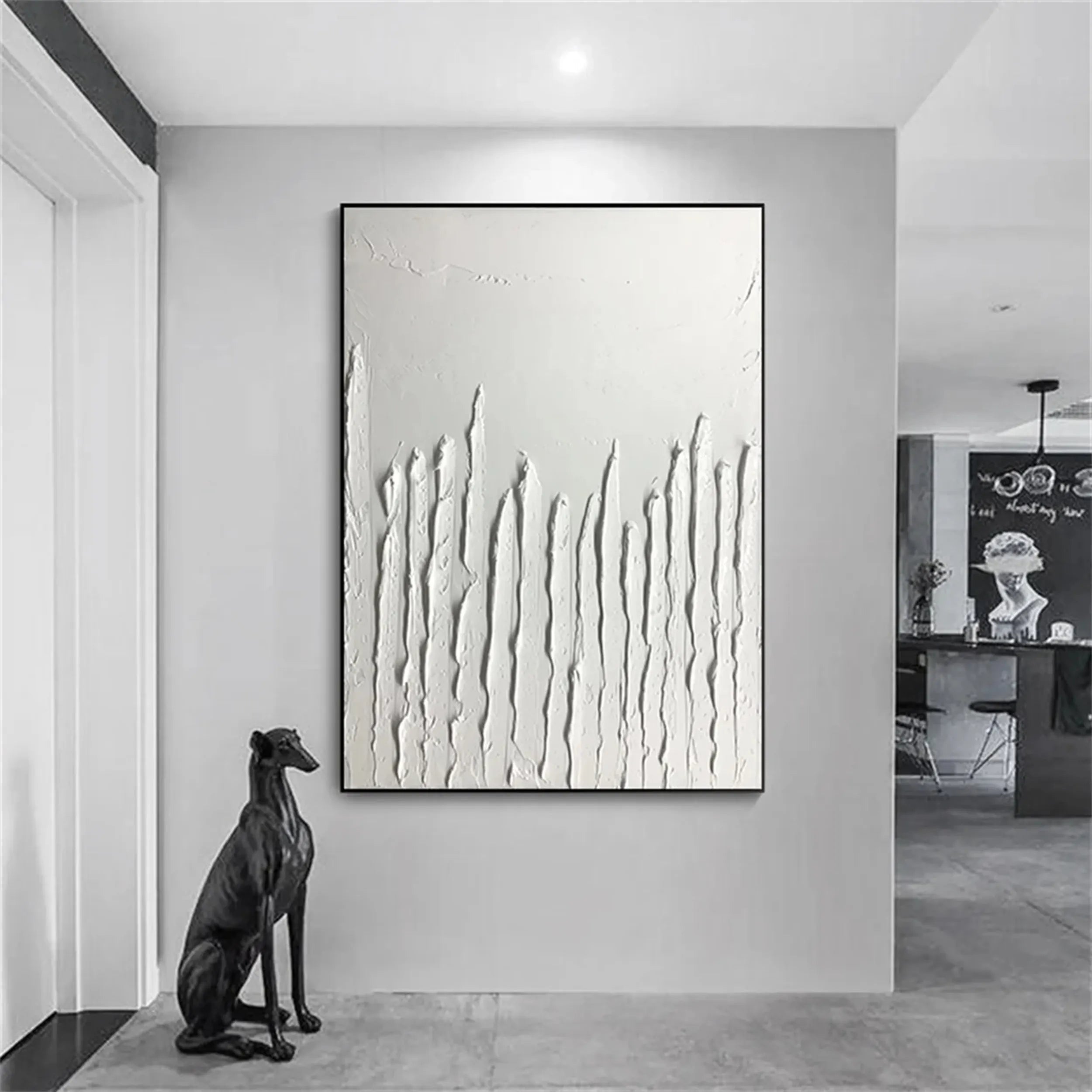 White Minimalist Textured Painting Canvas #MM178