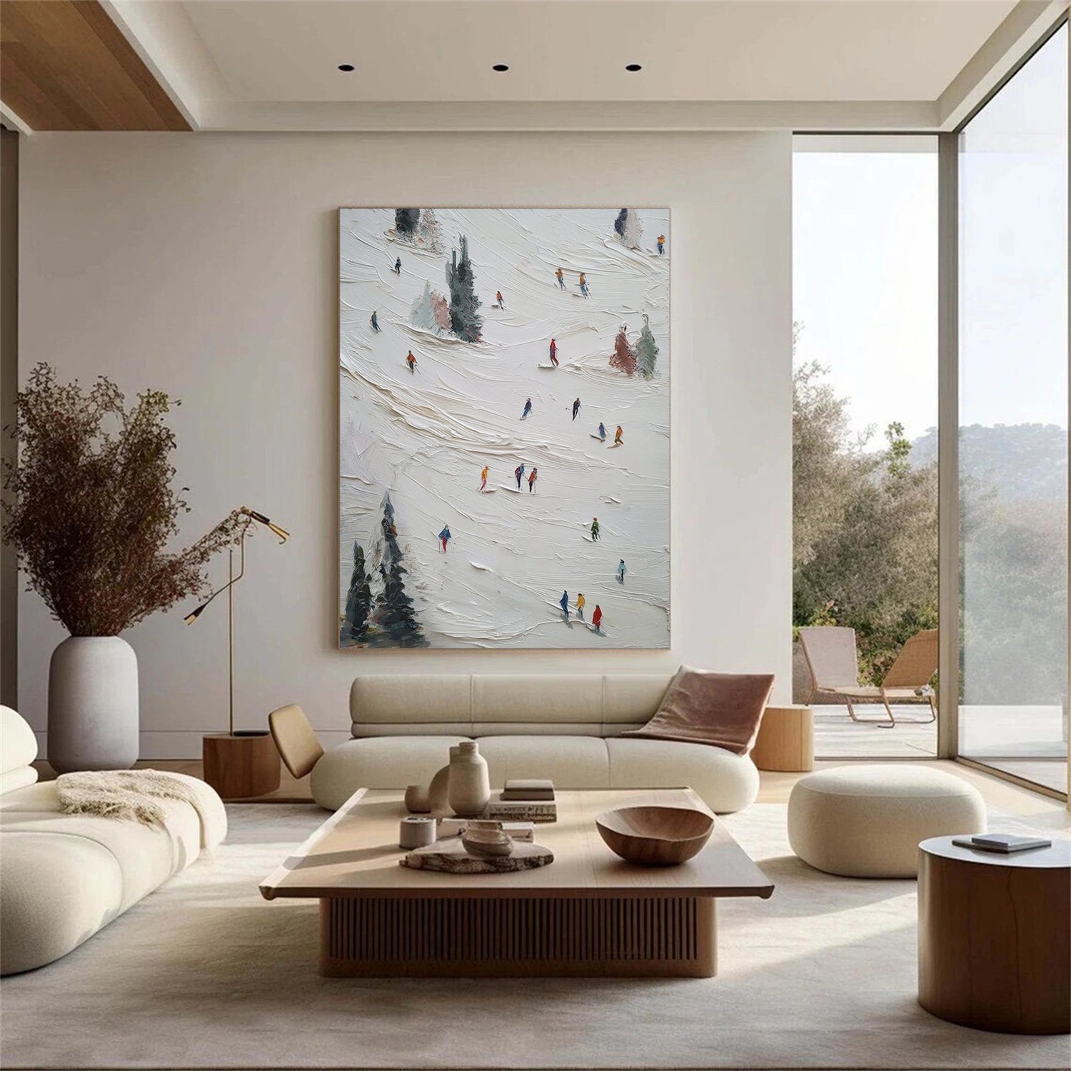 Skiing Sport Art Textured Painting Canvas # SA063