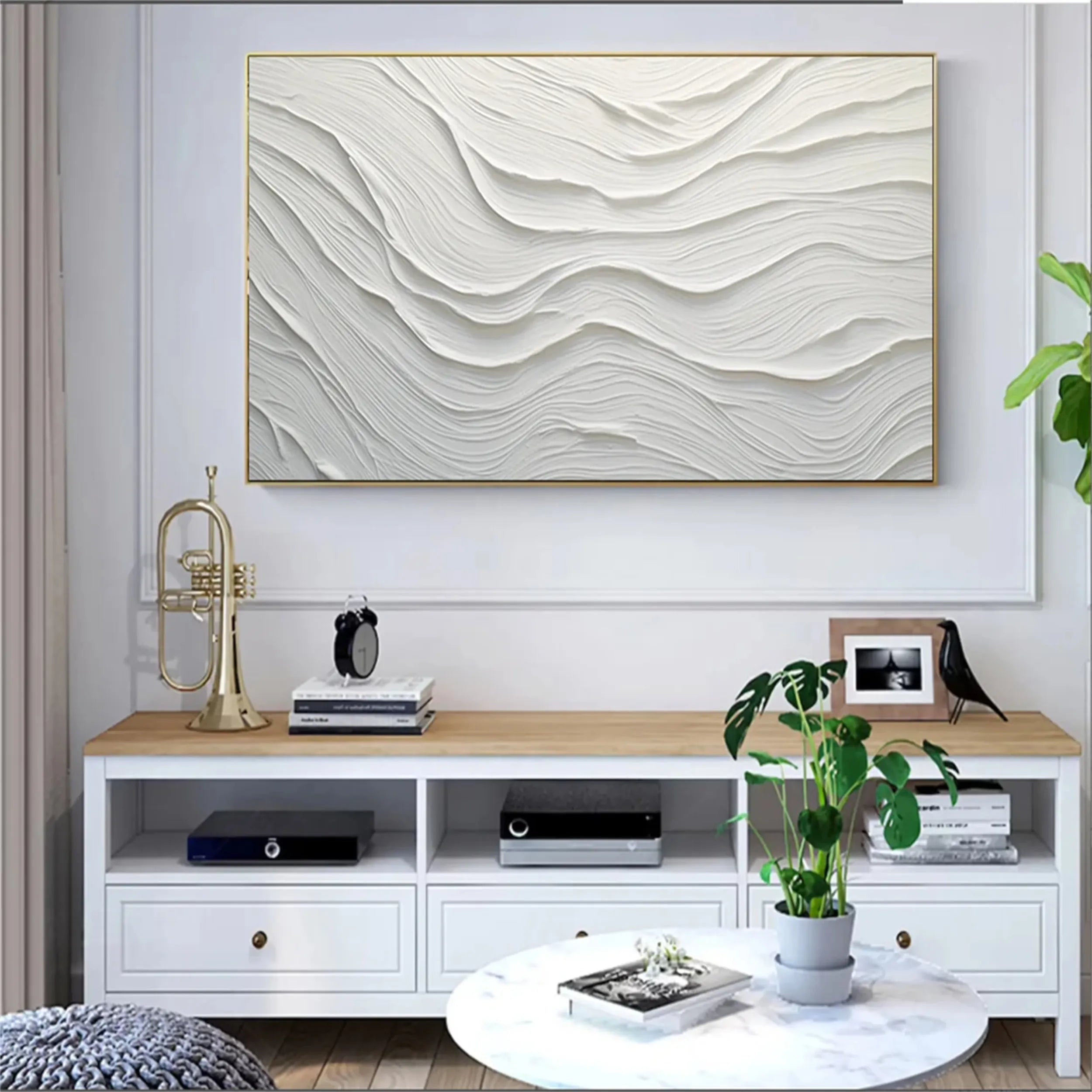 White Minimalist Textured Painting Canvas #MM180