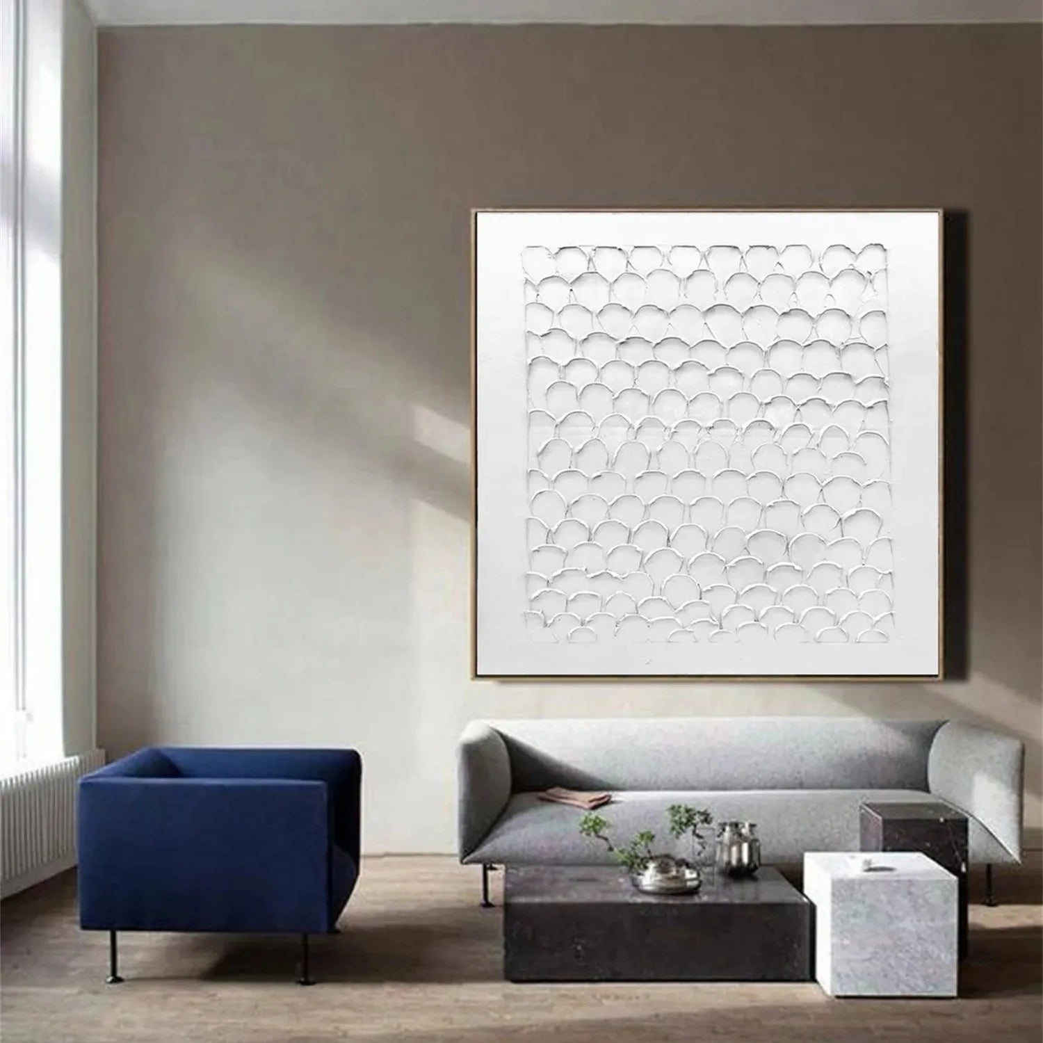 White Minimalist Textured Painting Canvas #MM275