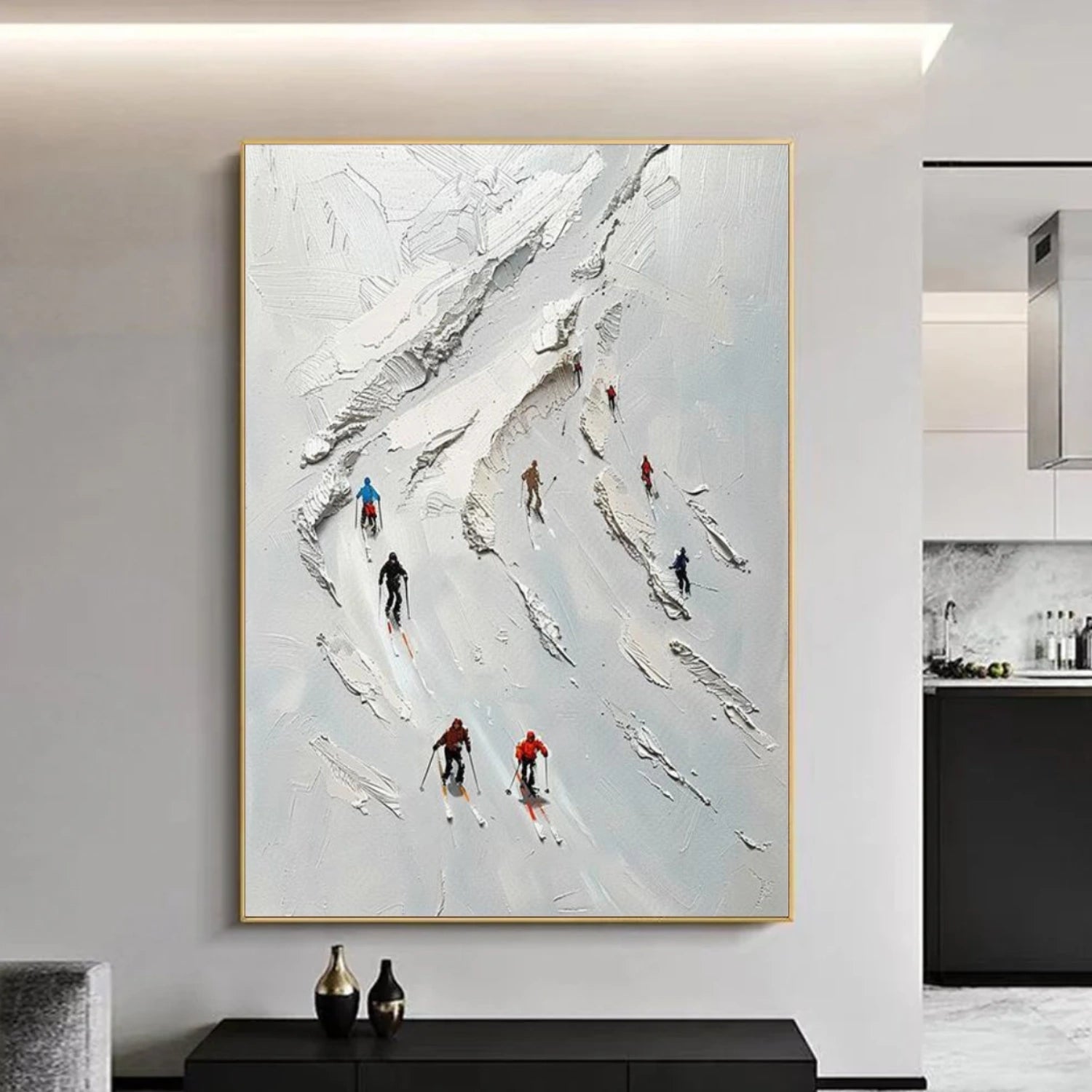 Skiing Sport Art Textured Painting Canvas # SA050