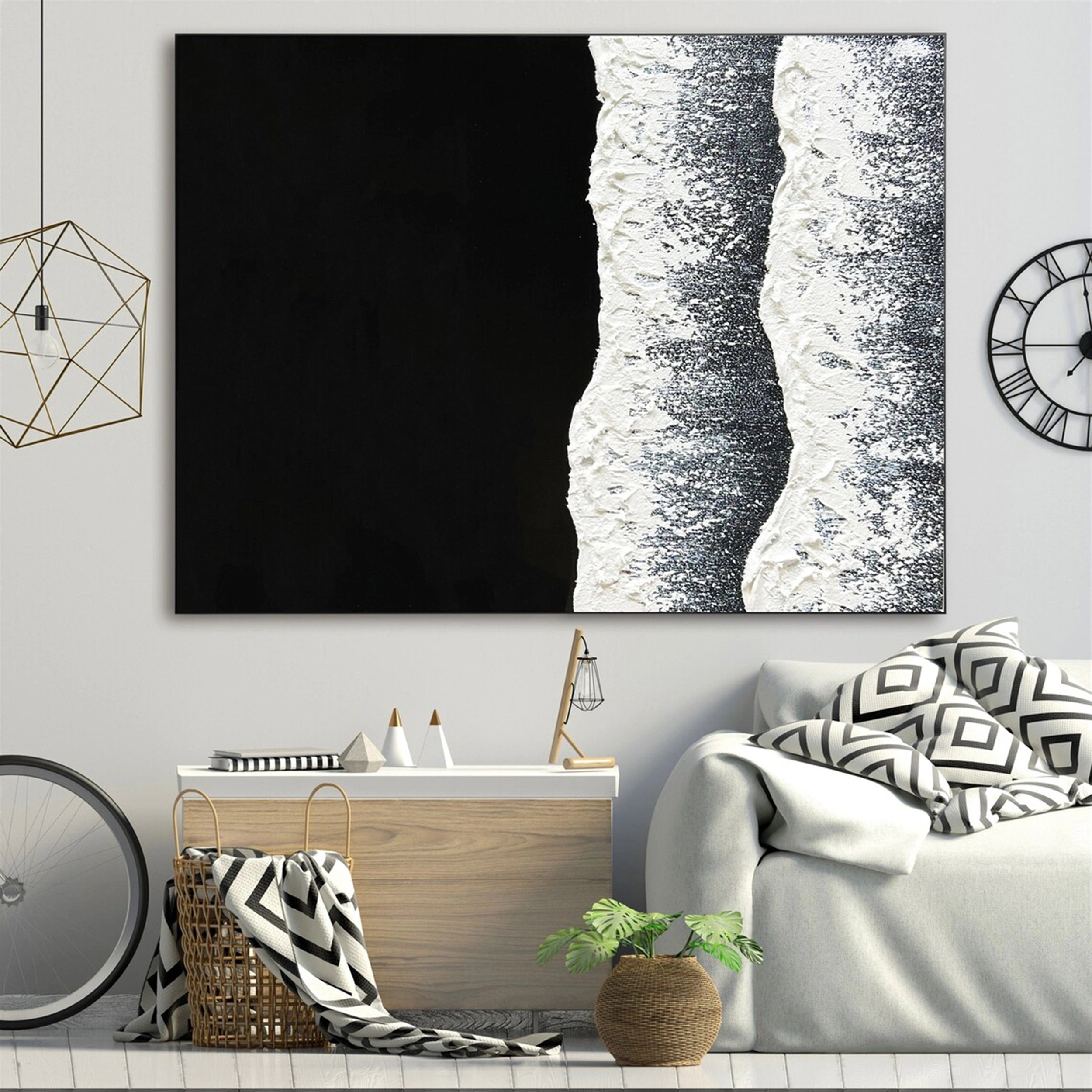 Black White Textured Minimalist Wall Art #MZ057