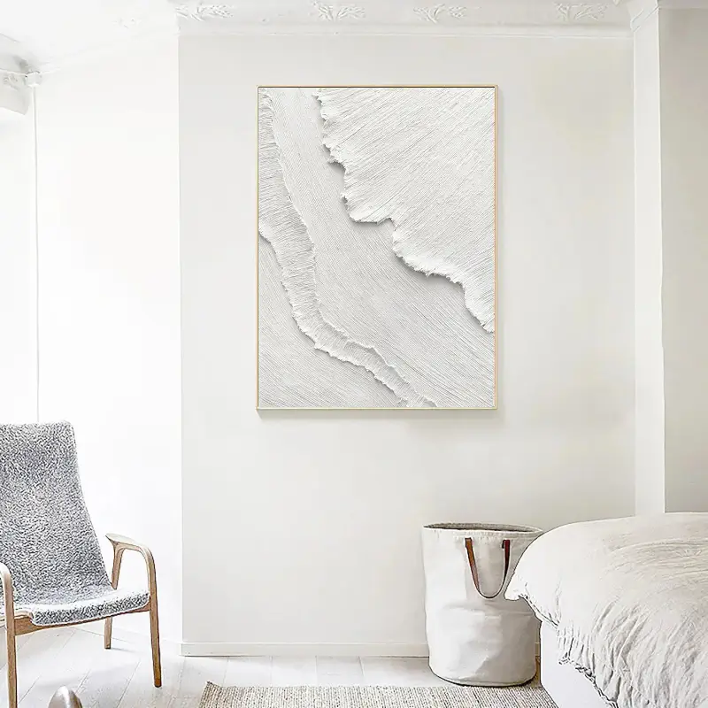 White Minimalist Textured Painting Canvas #MM026