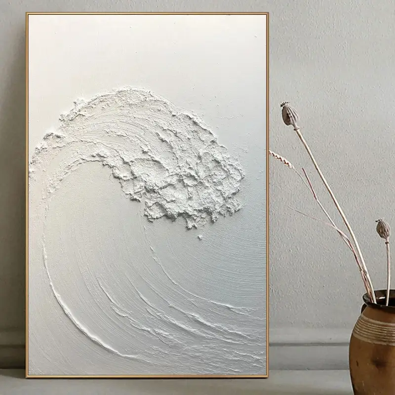 White Minimalist Textured Painting Canvas #MM039