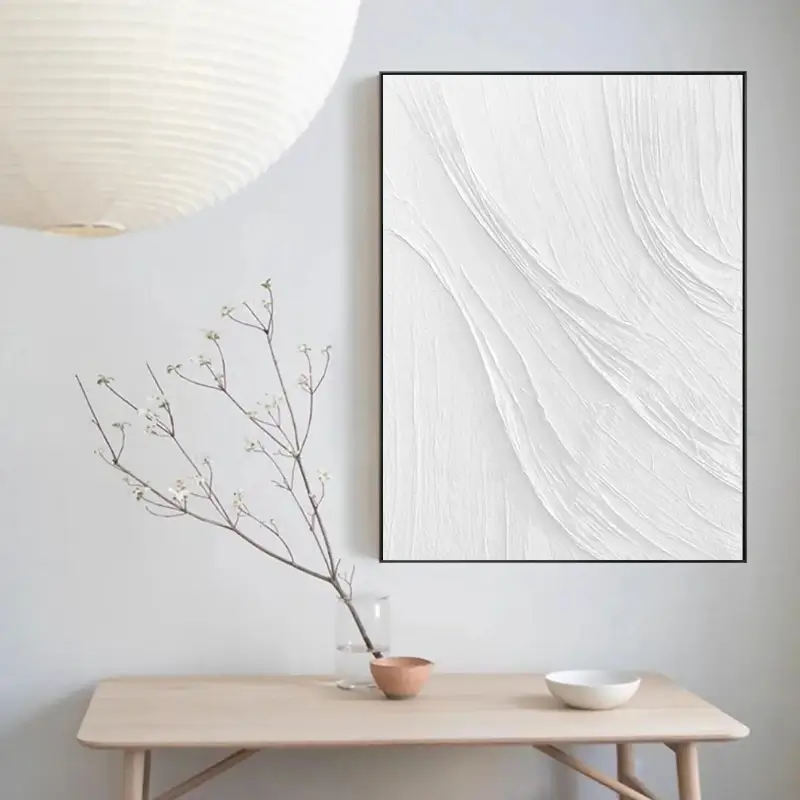 White Minimalist Textured Painting Canvas #MM041