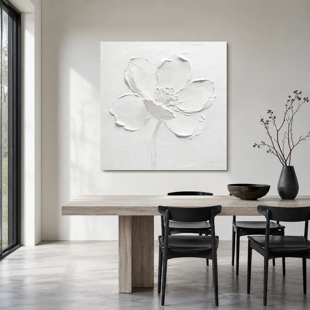 White Flower & Tree Abstract Texture Canvas #FT 431
