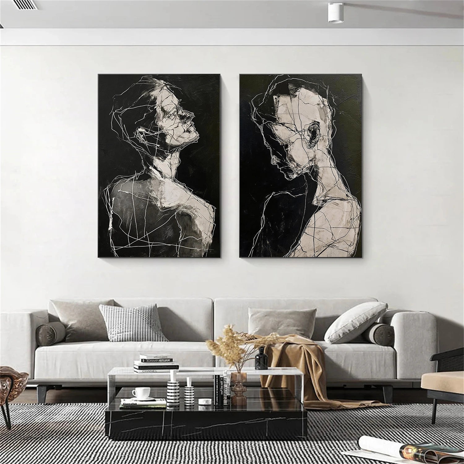 Abstract Portrait Textured Wall Art Set of 2 #PT 062