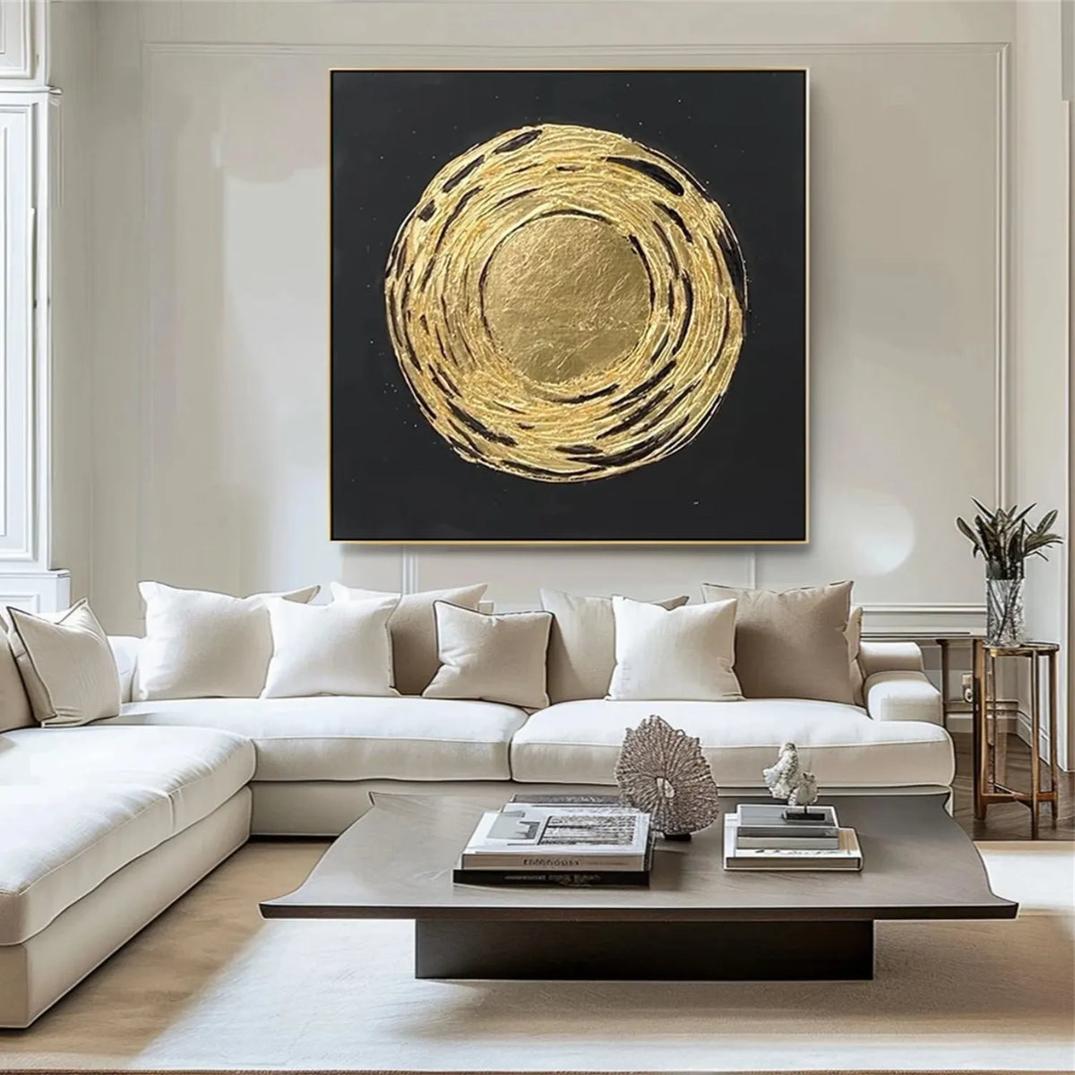 Wabi Sabi Black Beige Abstract Wall Decor Painting on Canvas #AB 252
