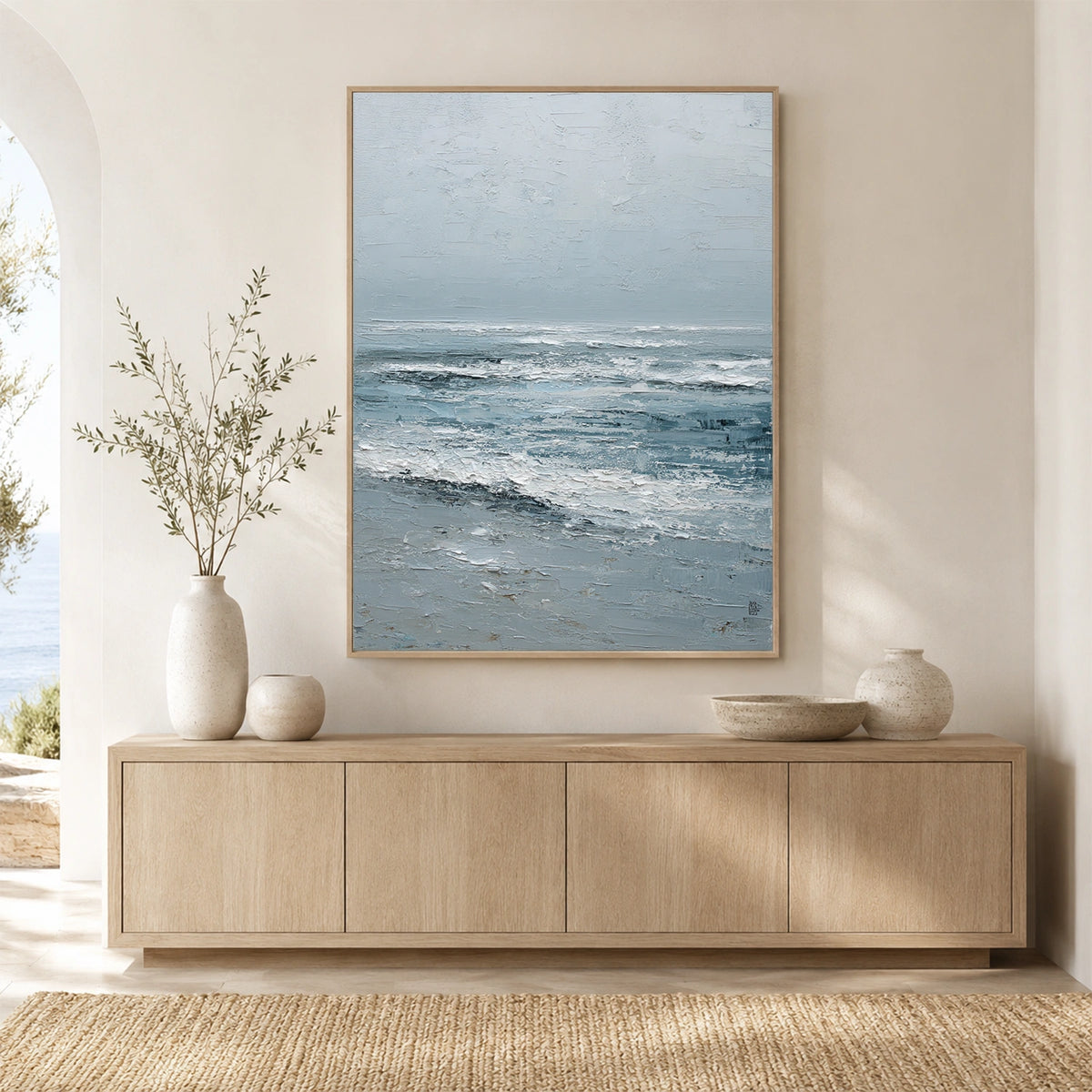 Ocean And Sky Abstract Texture Canvas Art #OS453