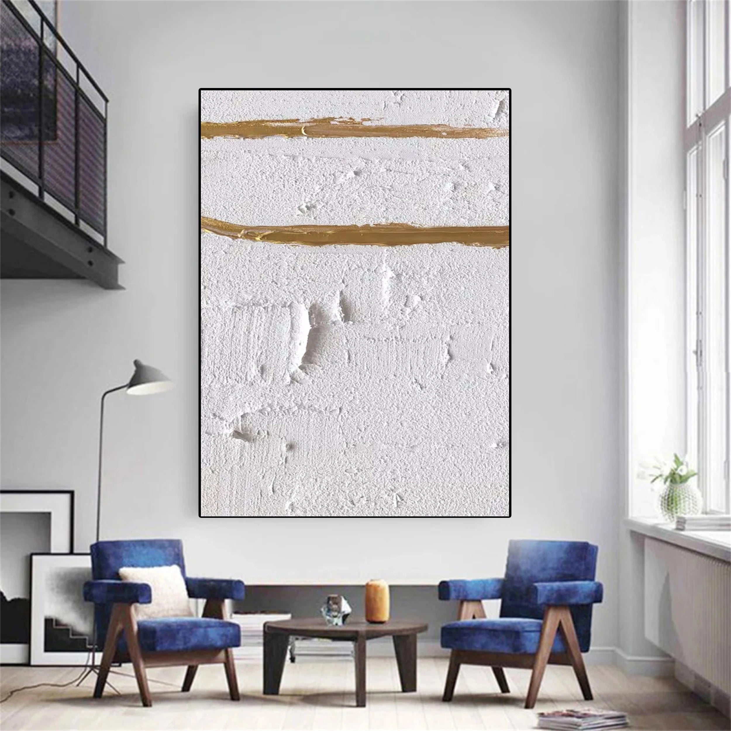 White Minimalist Textured Painting Canvas #MM140