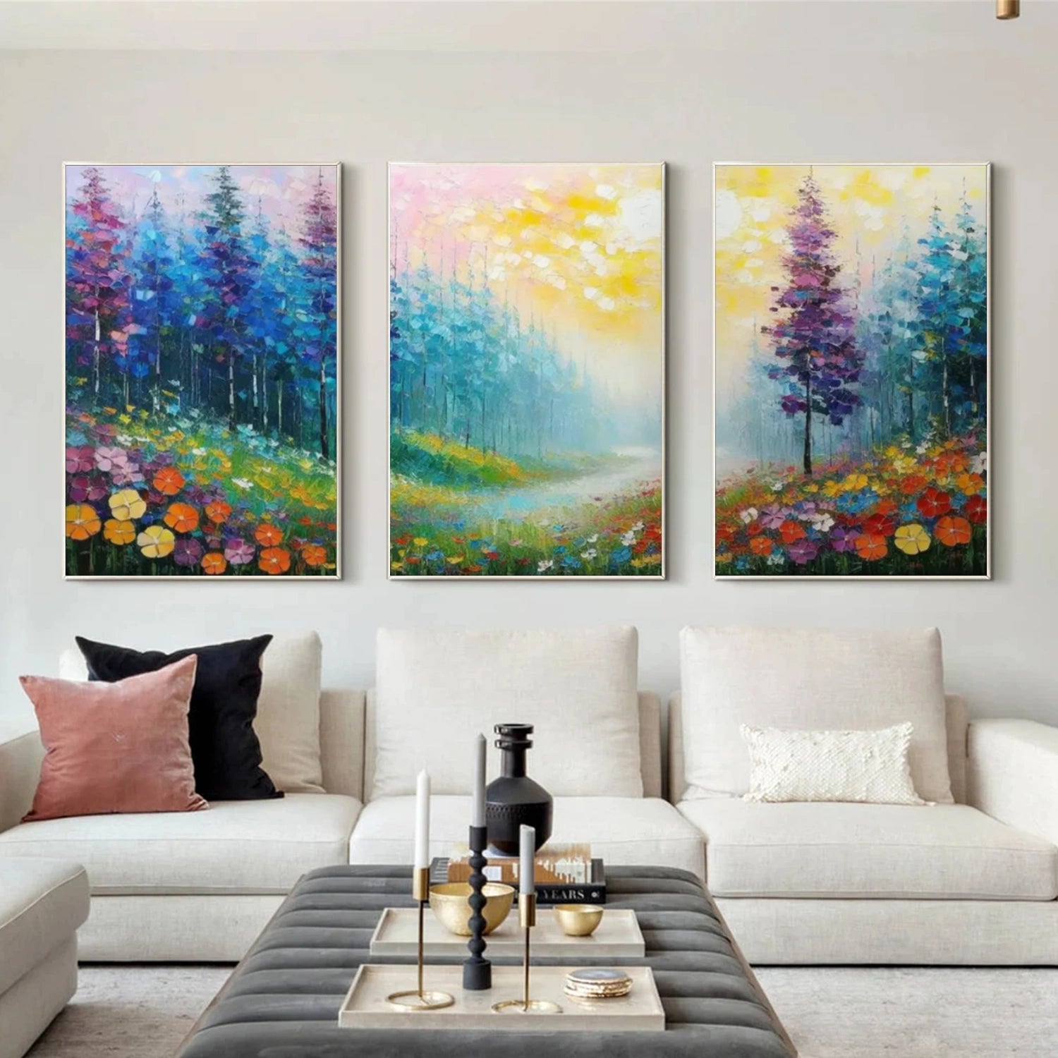 Colorful Abstract Urban Set of 3 Landscape Painting #UL 047