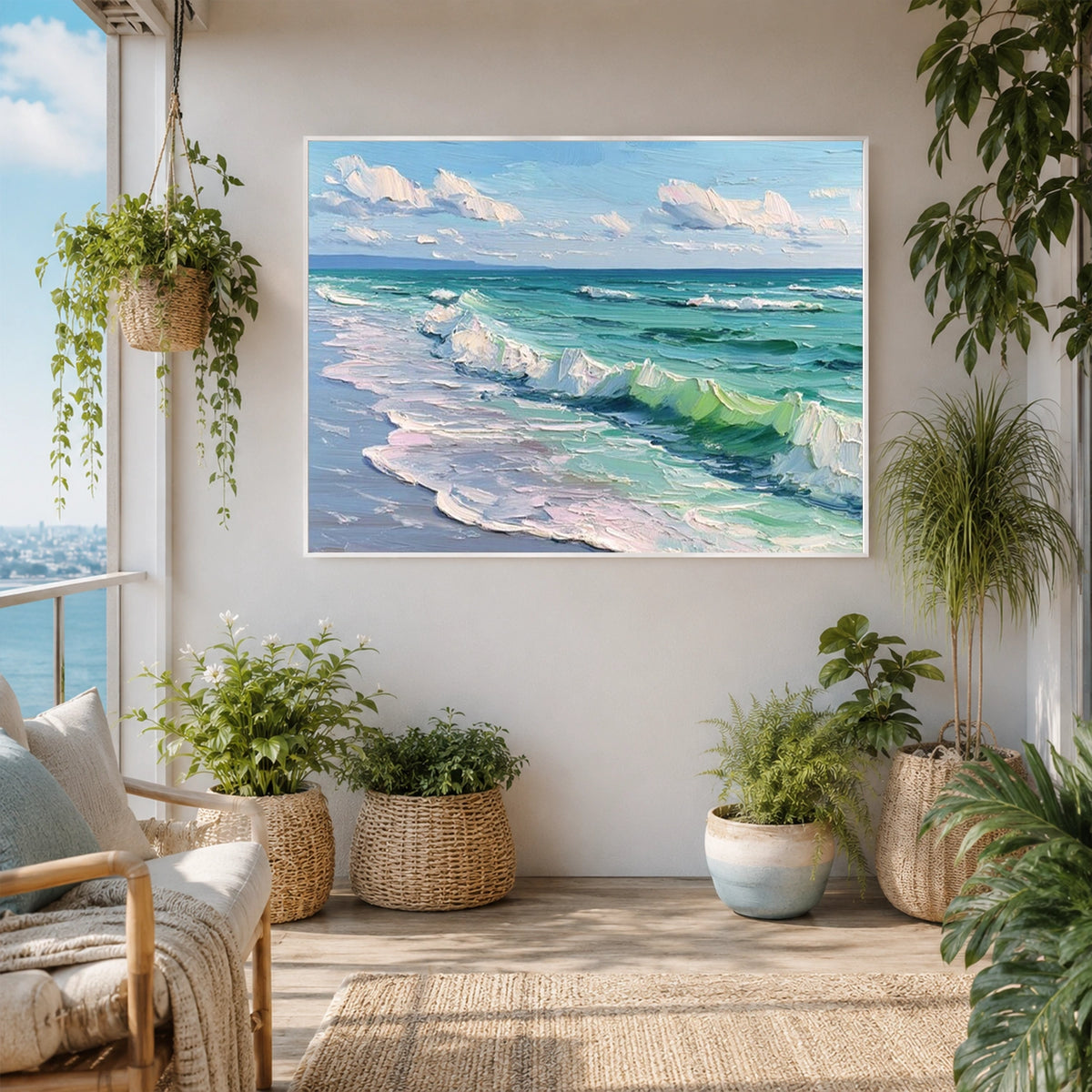 Ocean And Sky Abstract Texture Canvas Art #OS487