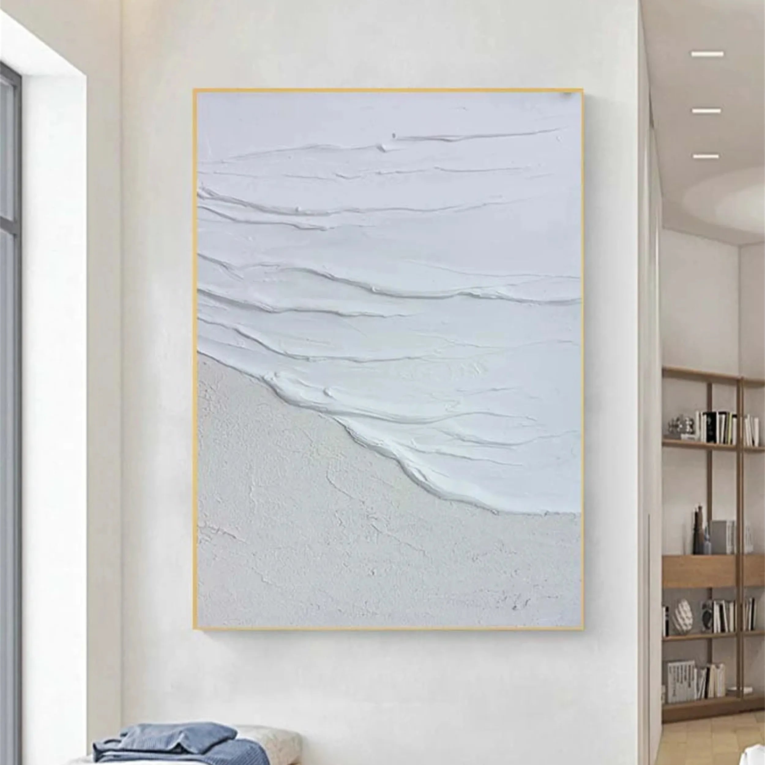 White Minimalist Textured Painting Canvas #MM168