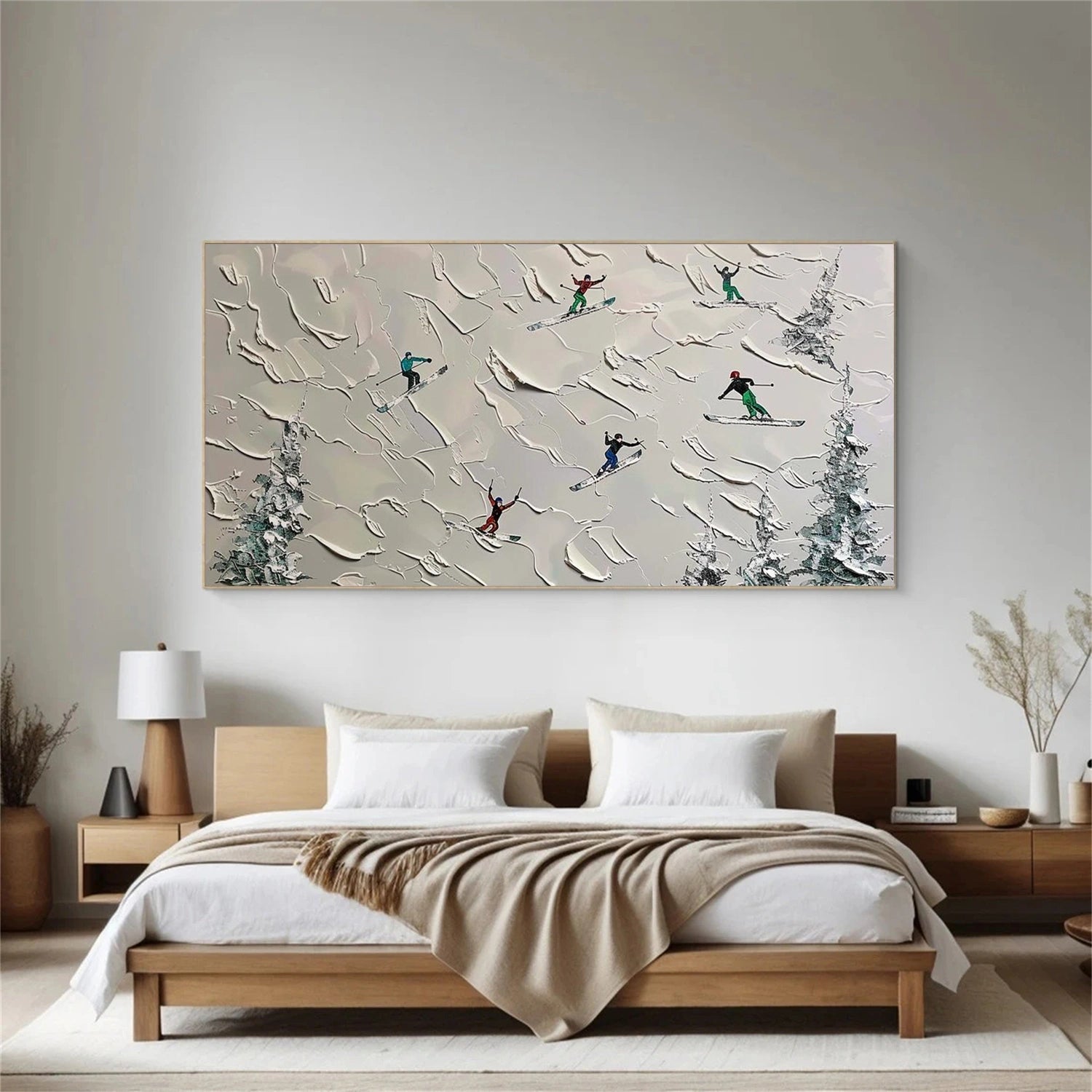 Skiing Sport Art Textured Painting Canvas # SA071