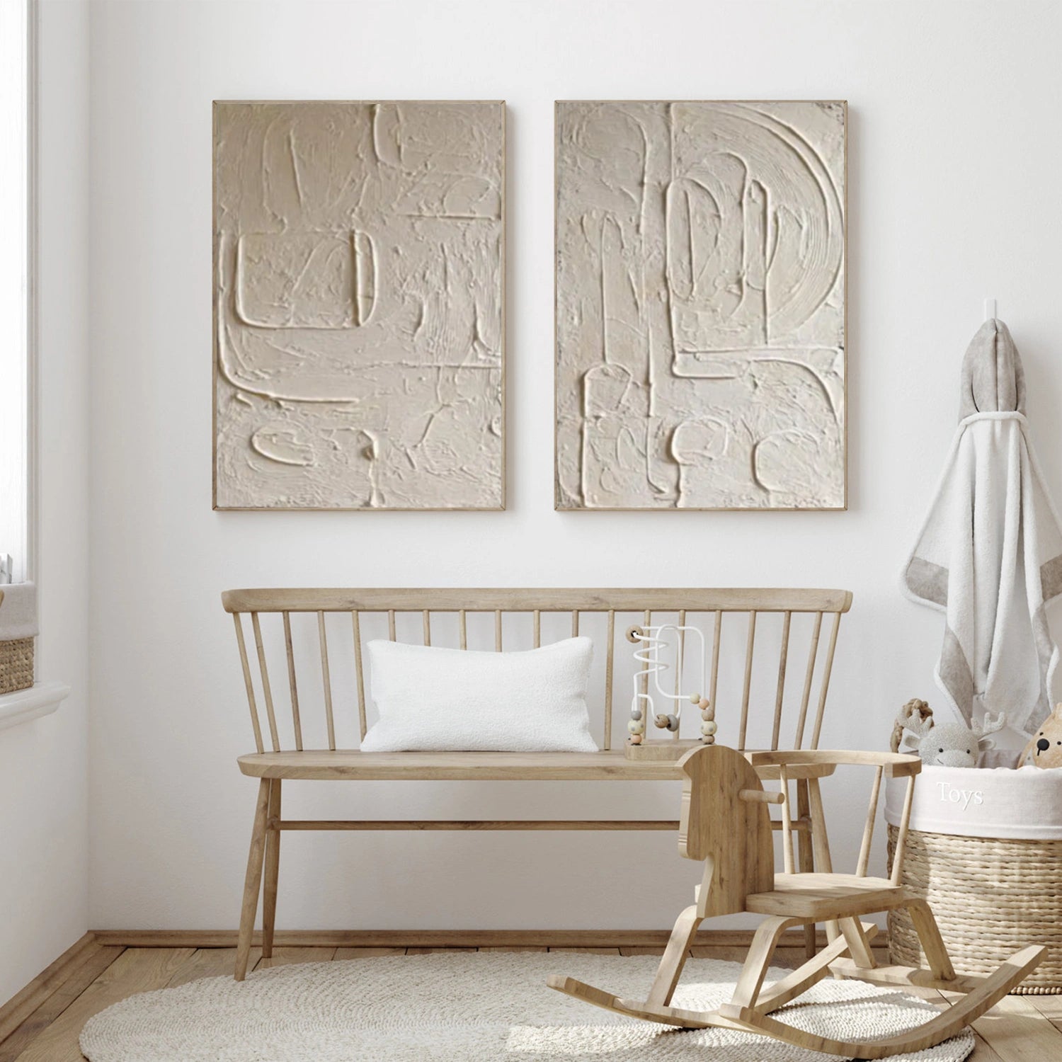 Beige Abstract Textured Set of 2 Wall Art #AB 555